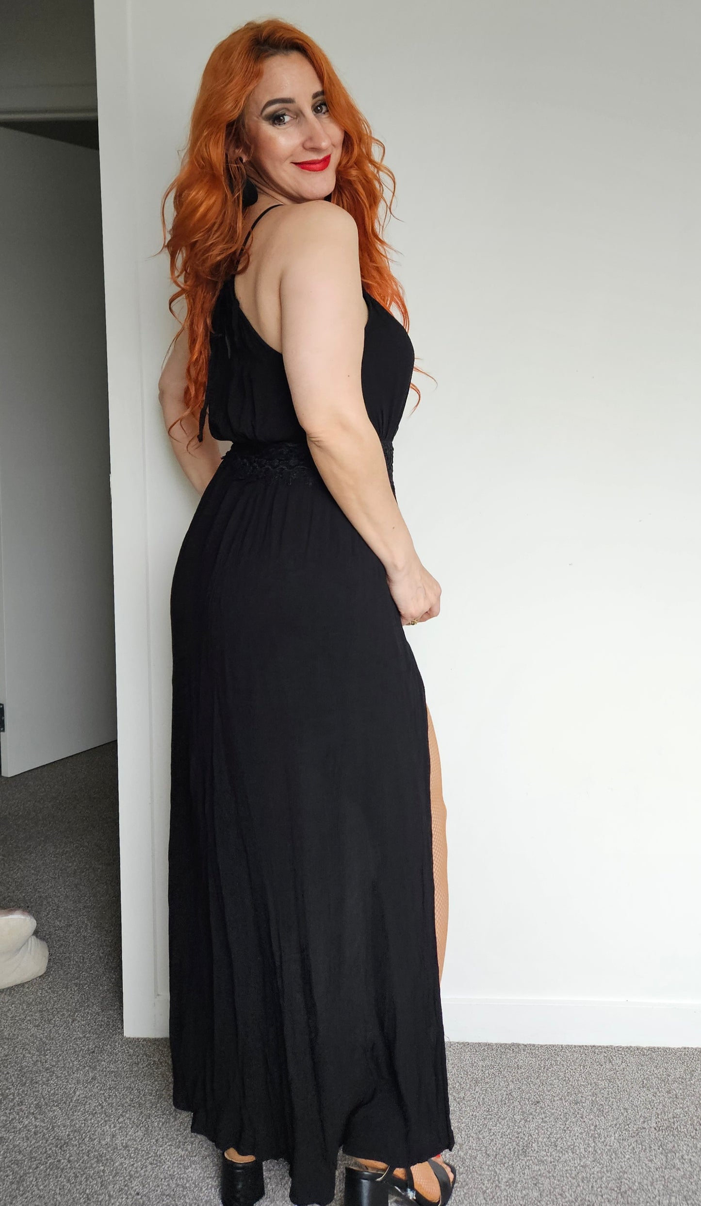 Garage Black Halterneck Playsuit with Maxi Overlay – Size 8