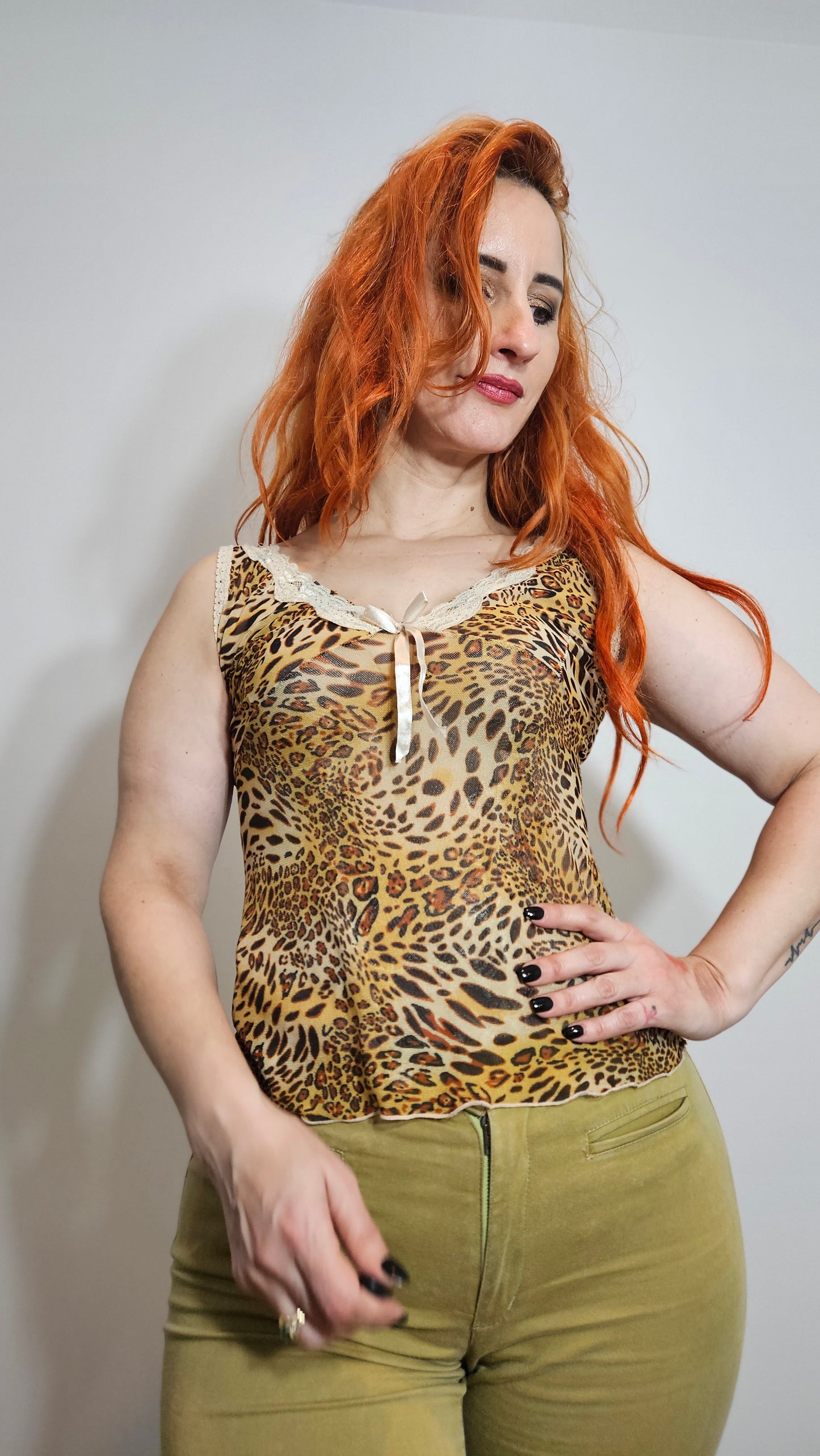Lovely animal print Women Top. Mesh top