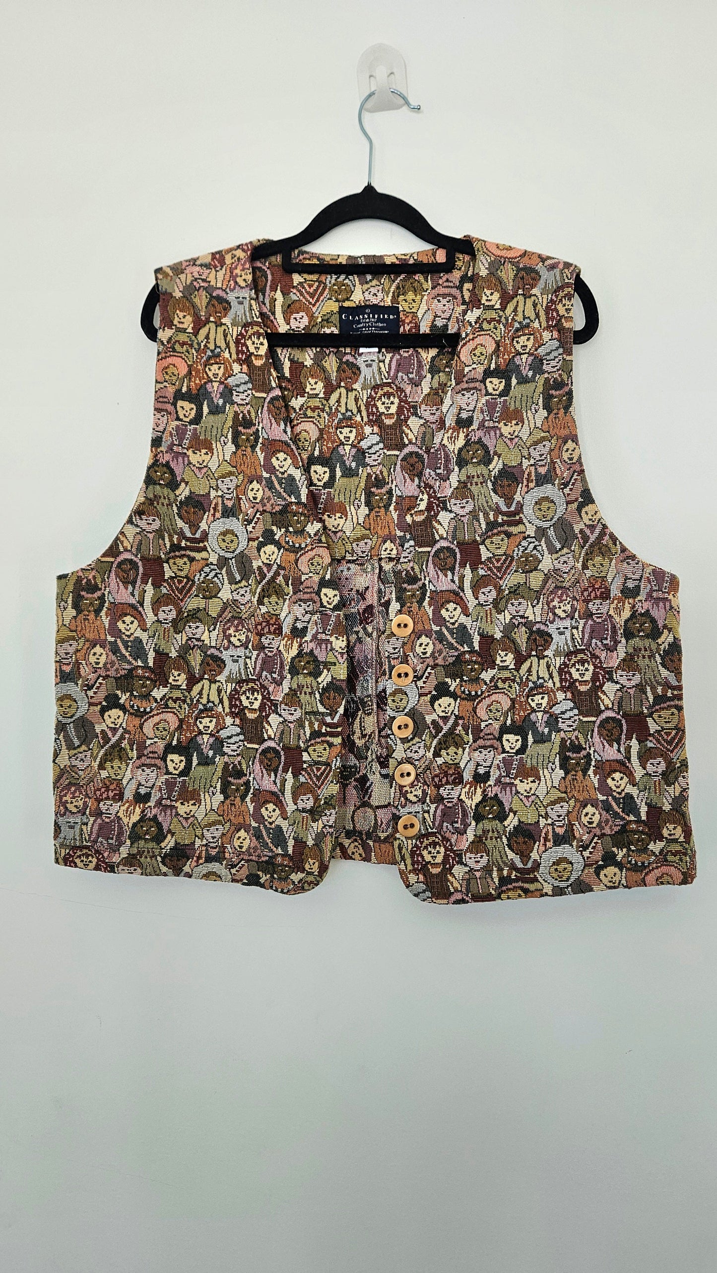 Vintage 90s Tapestry Vest - Classified Country Clothes Made in NZ - Size 16