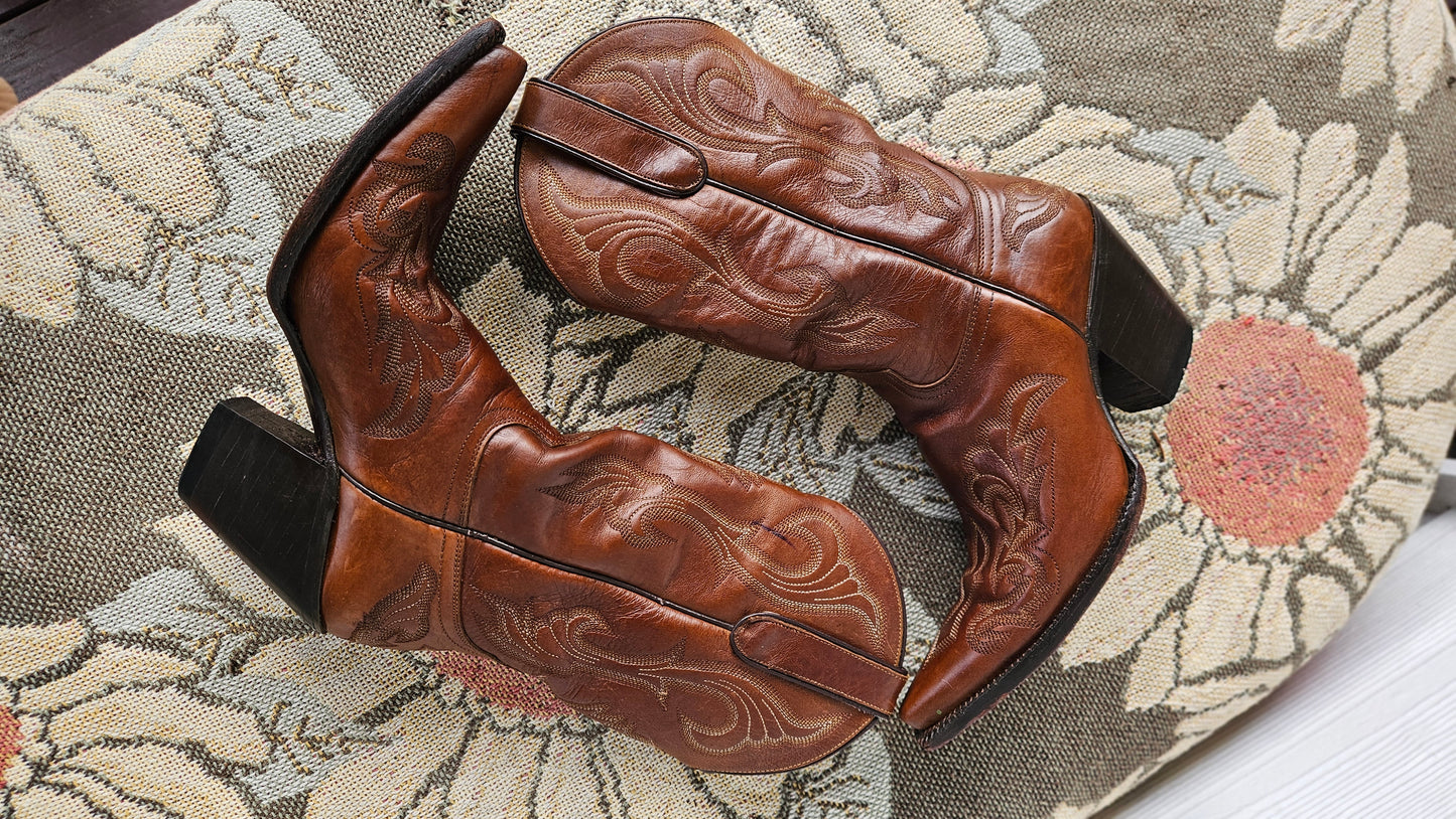 Authentic Tony Lama Cowboy Leather Boots Size 38