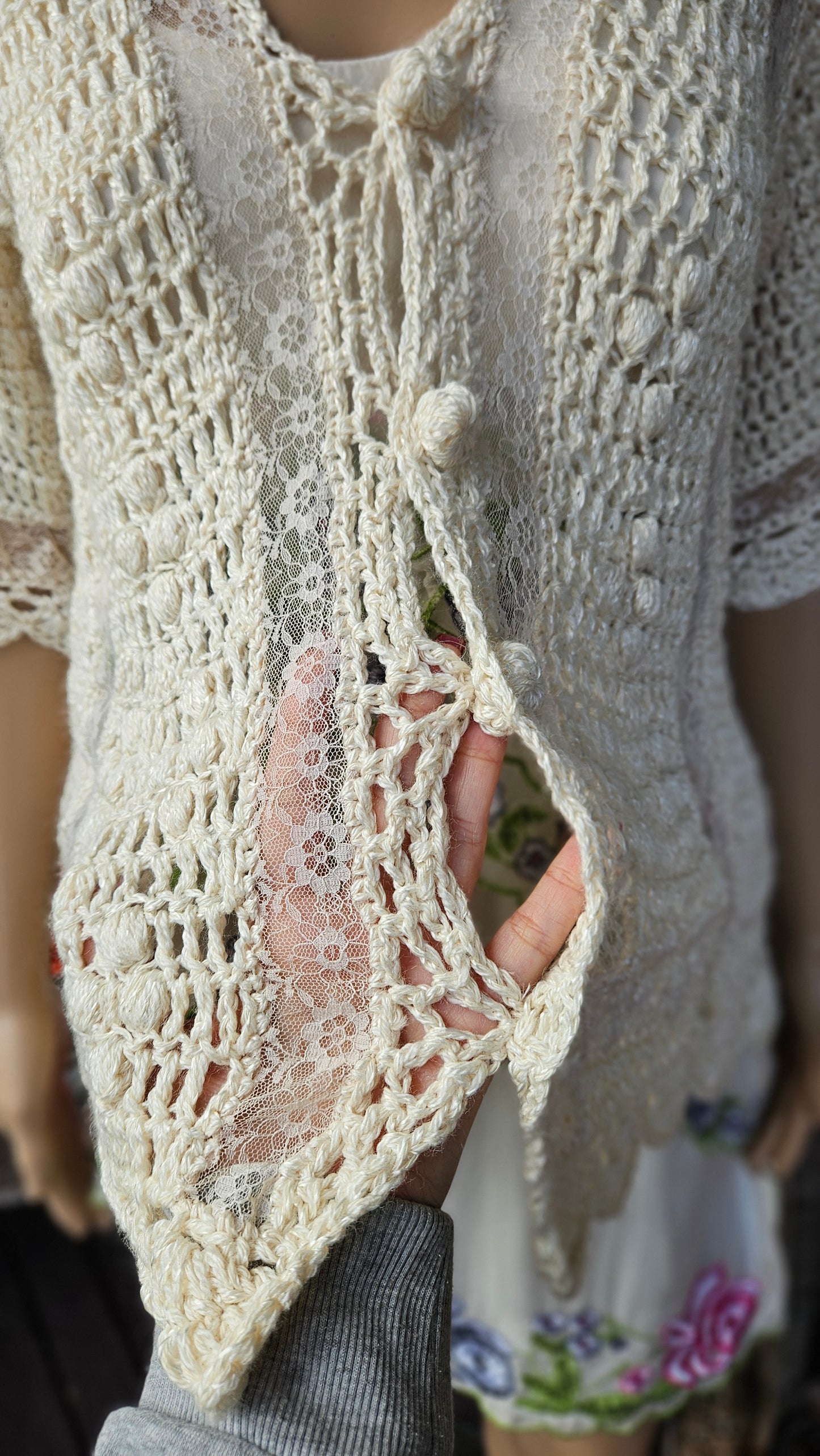 Crochet short sleeve Top - Cardigan bohemian Coat - Lace coat bolero