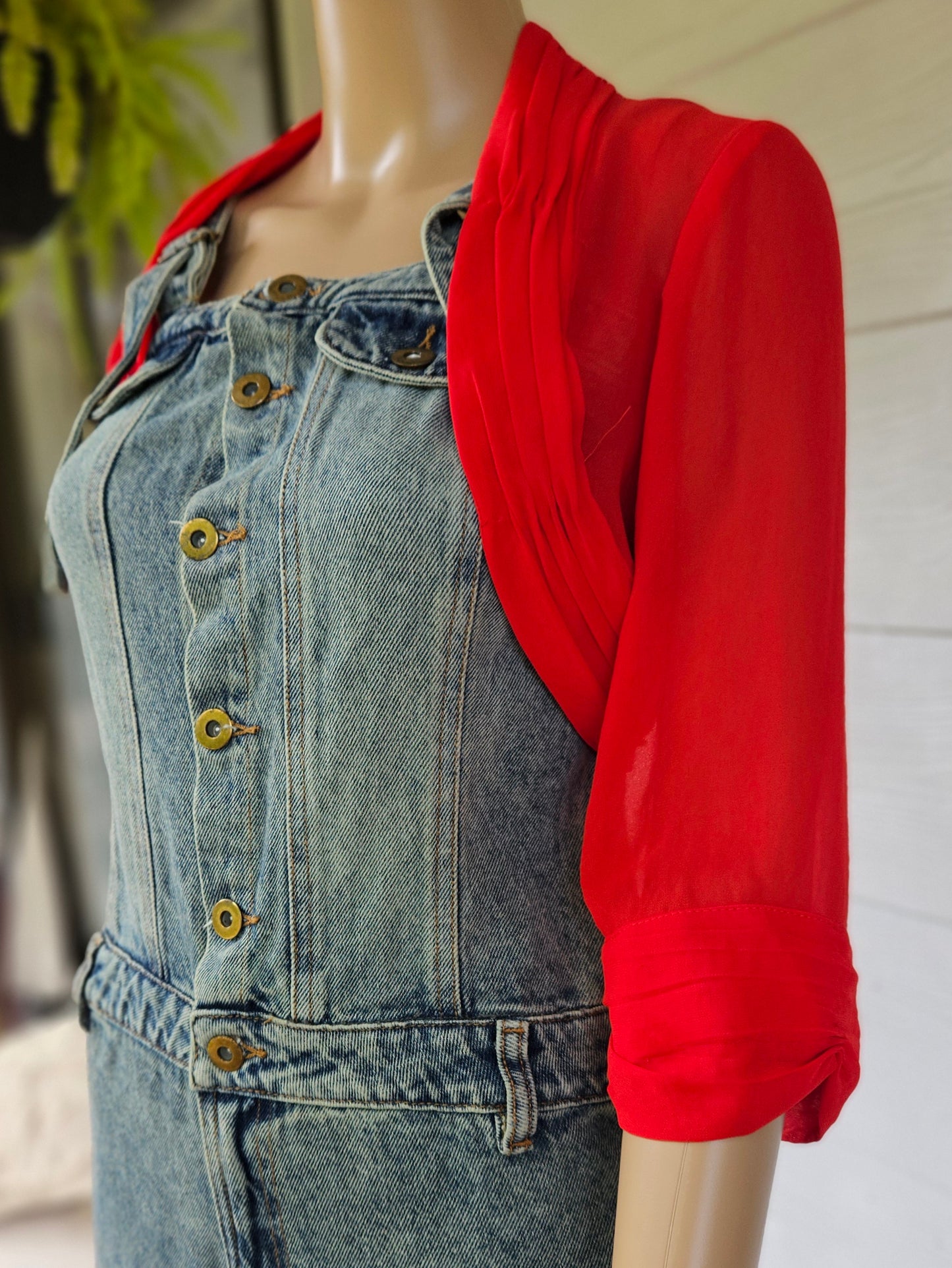 Preloved Mesh Top - Red Mesh bolero, New Zealand made