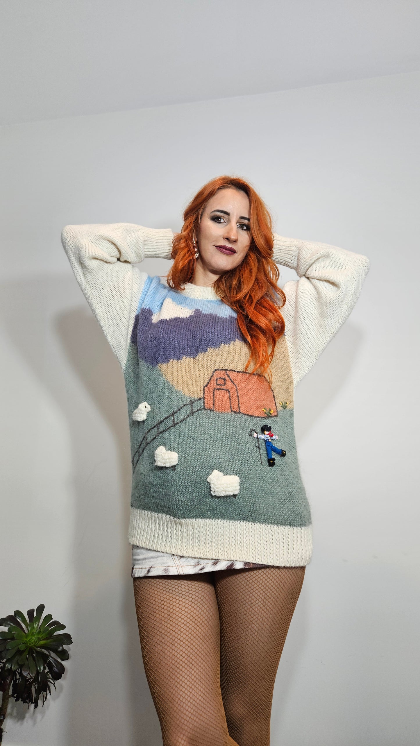 Vintage knit 40% mohair and 60% lambswool sweater
