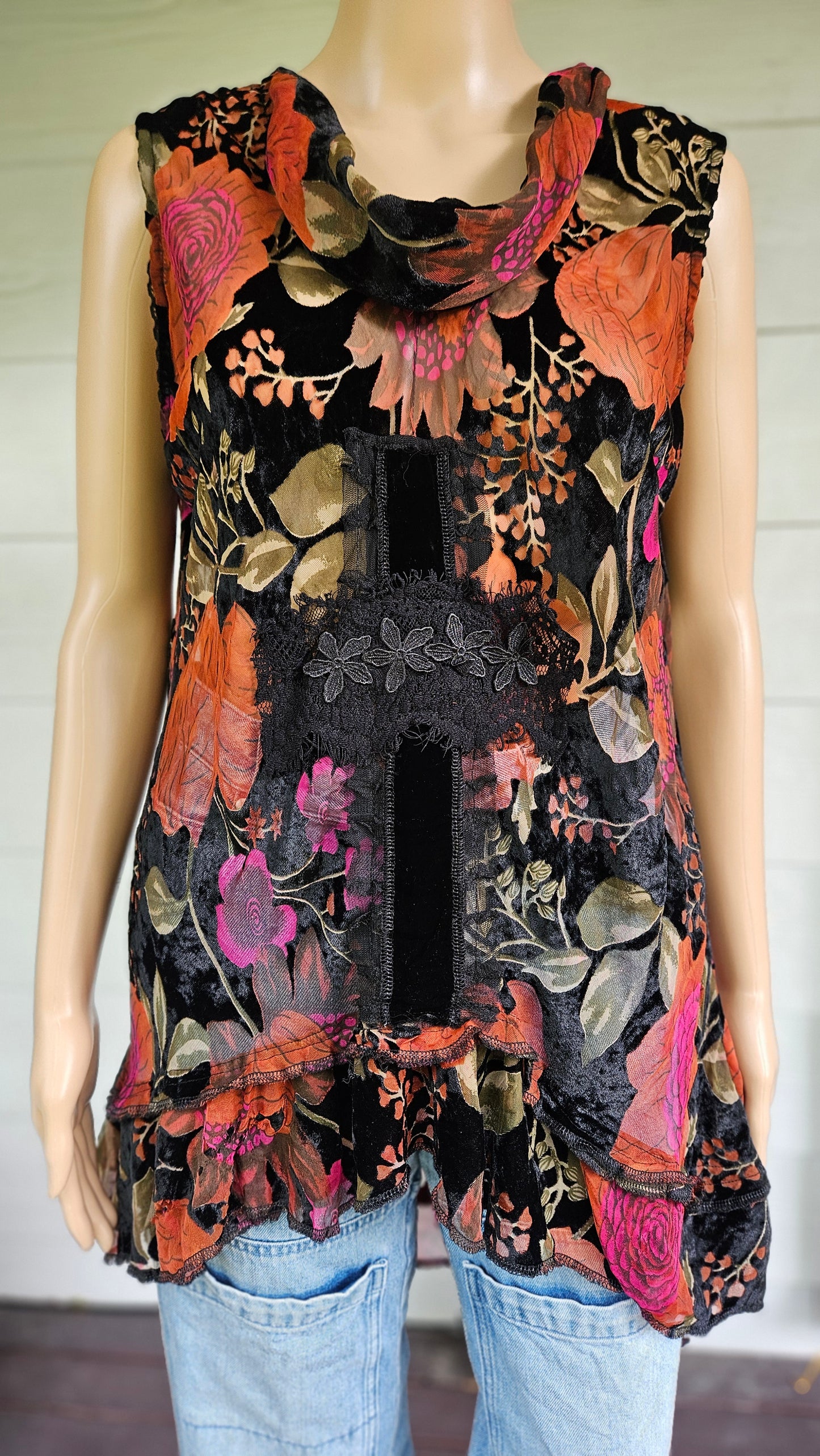 Lovely Lace Blouse Floral Design Top