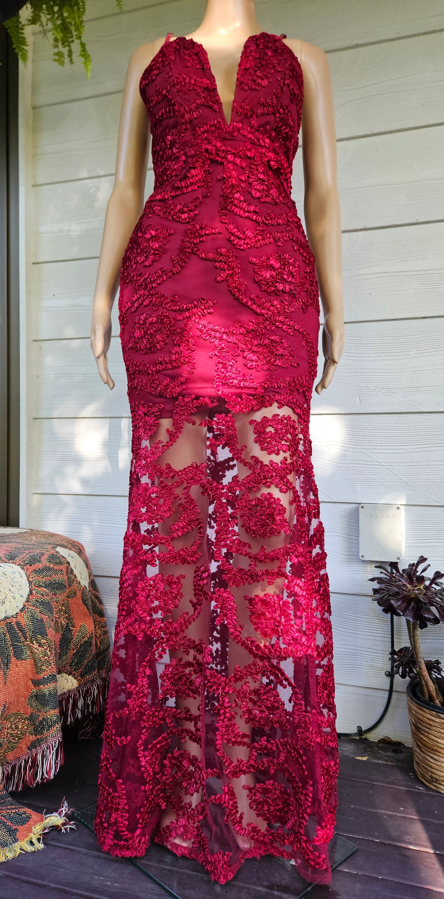 Lovely Evening Dress w/Rose Detail  Second Hand dress - Evening Dress.