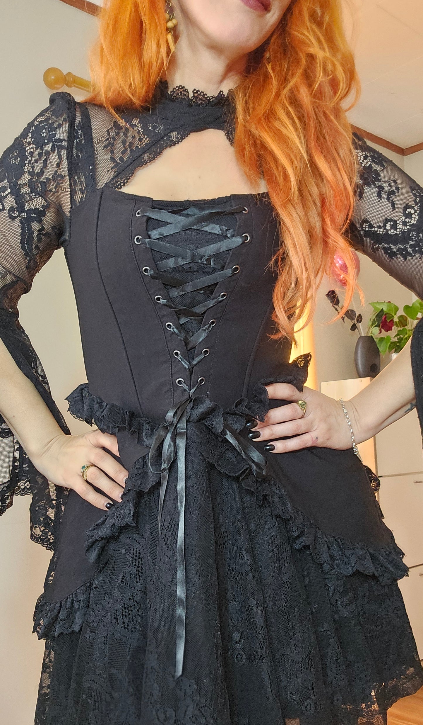 Romantic Gothic Lace Dress Size M