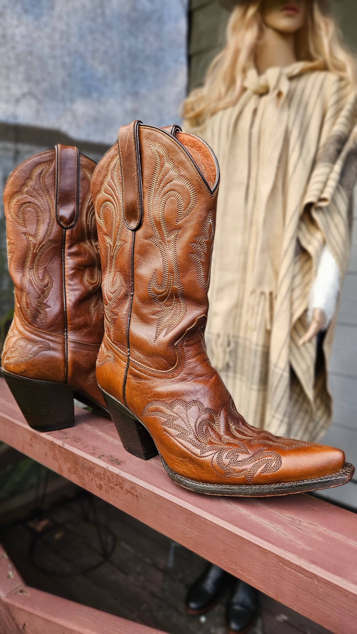 Authentic Tony Lama Cowboy Leather Boots Size 38