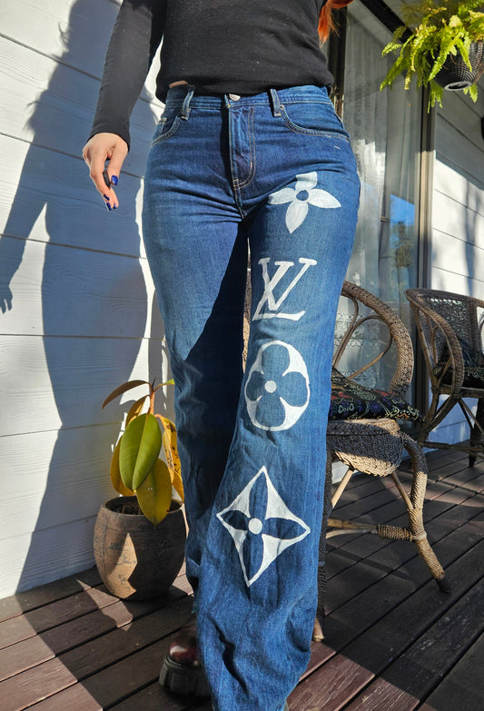 Louis Vuitton logo DIY painted Denim Pants - Second Hand Store jeans