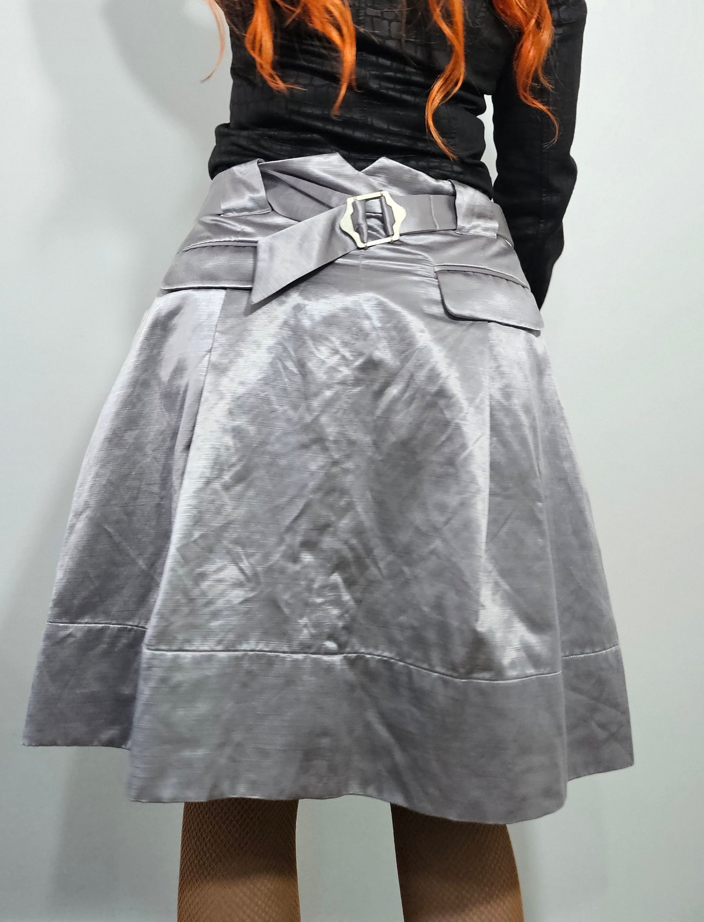 JLO J LO J-LO SHINY A LINE SKIRT STORM GRAY SKIRT