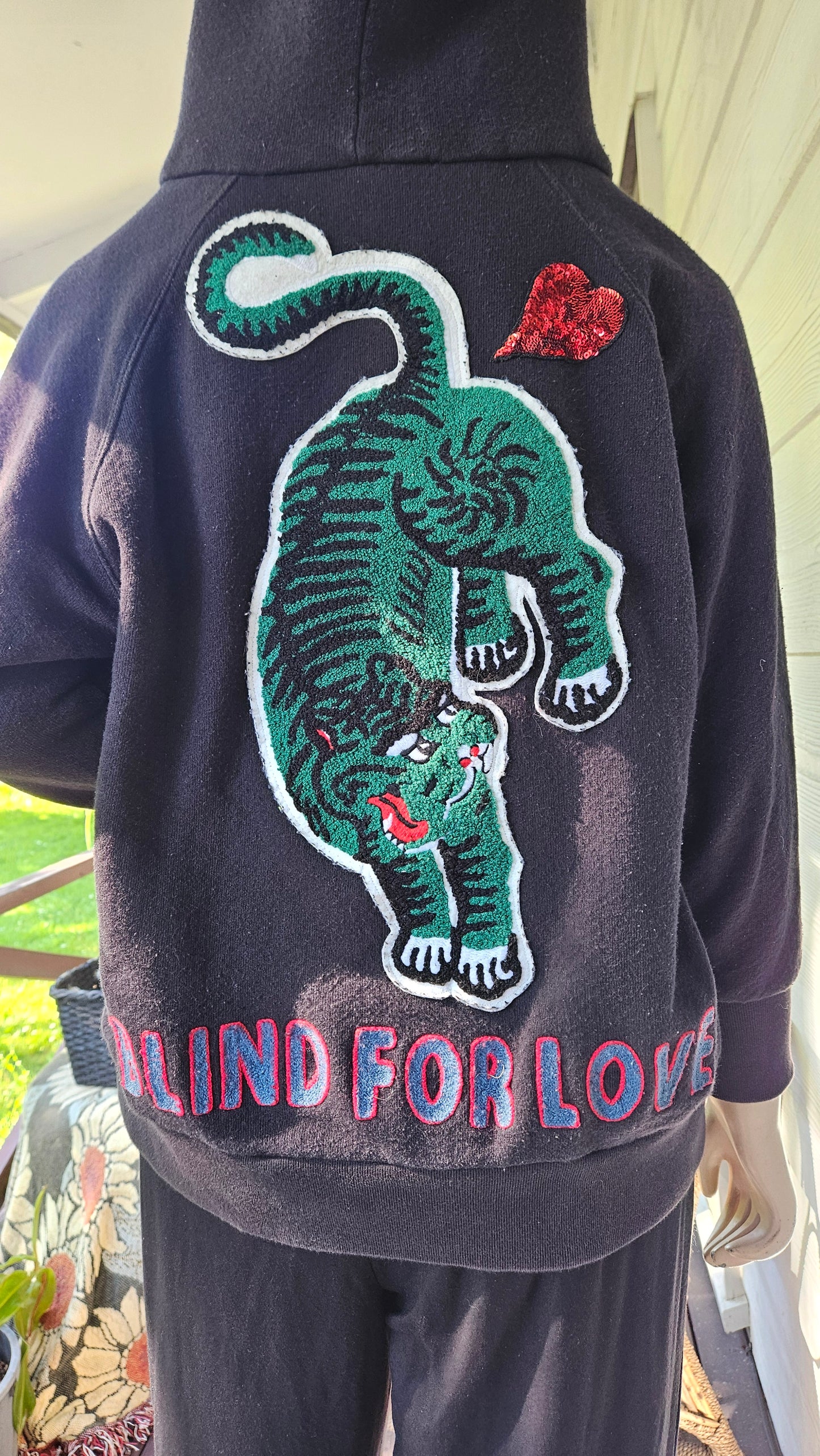 Gucci Black Cotton Blind For Love Embroidered Hoodie XS