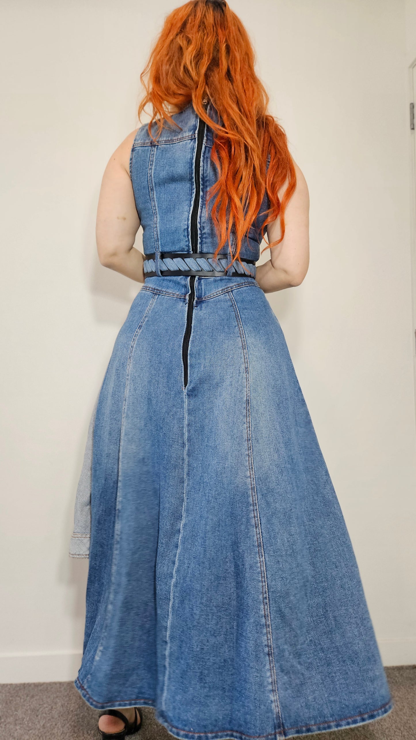 Authentic LEO LIN  Asymmetric Patchwork Denim Maxi Dress