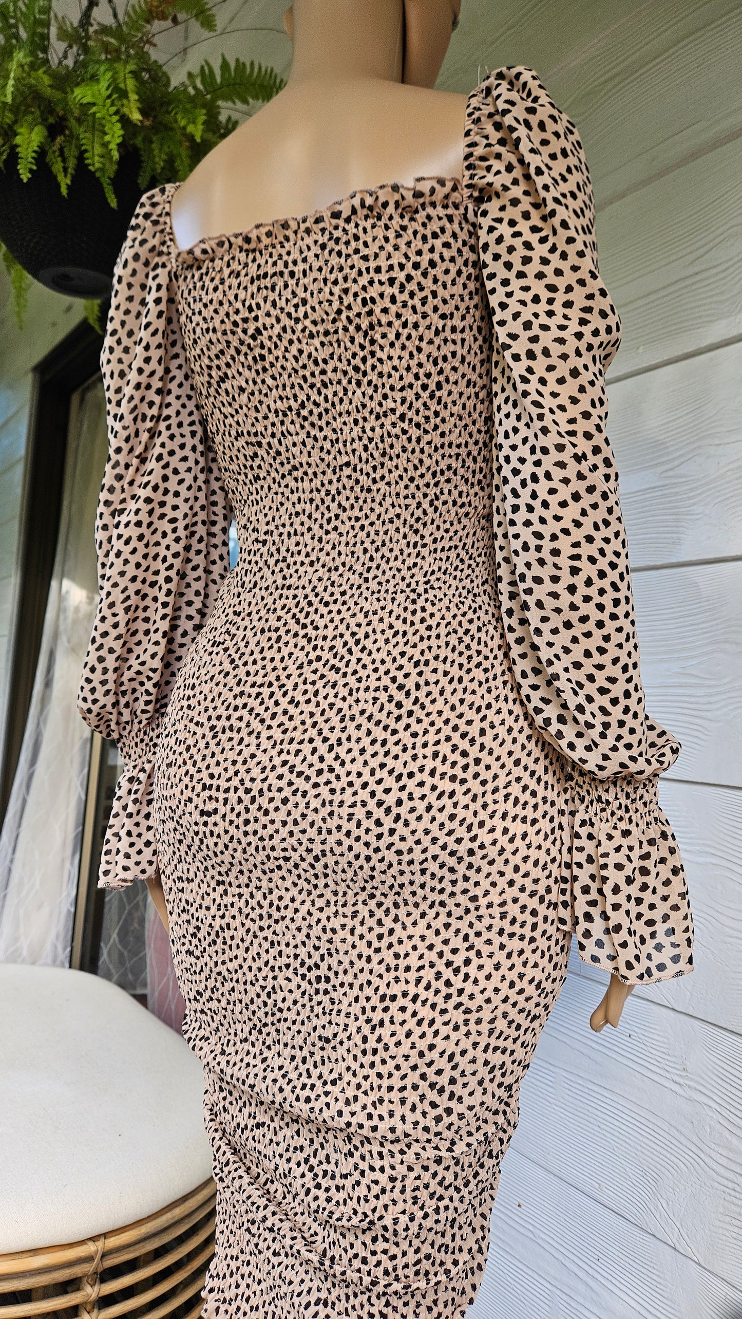 Kinsley Mini Dress Leopard Dress Size M Women Long Sleeve - Short Dress - Mini Dress