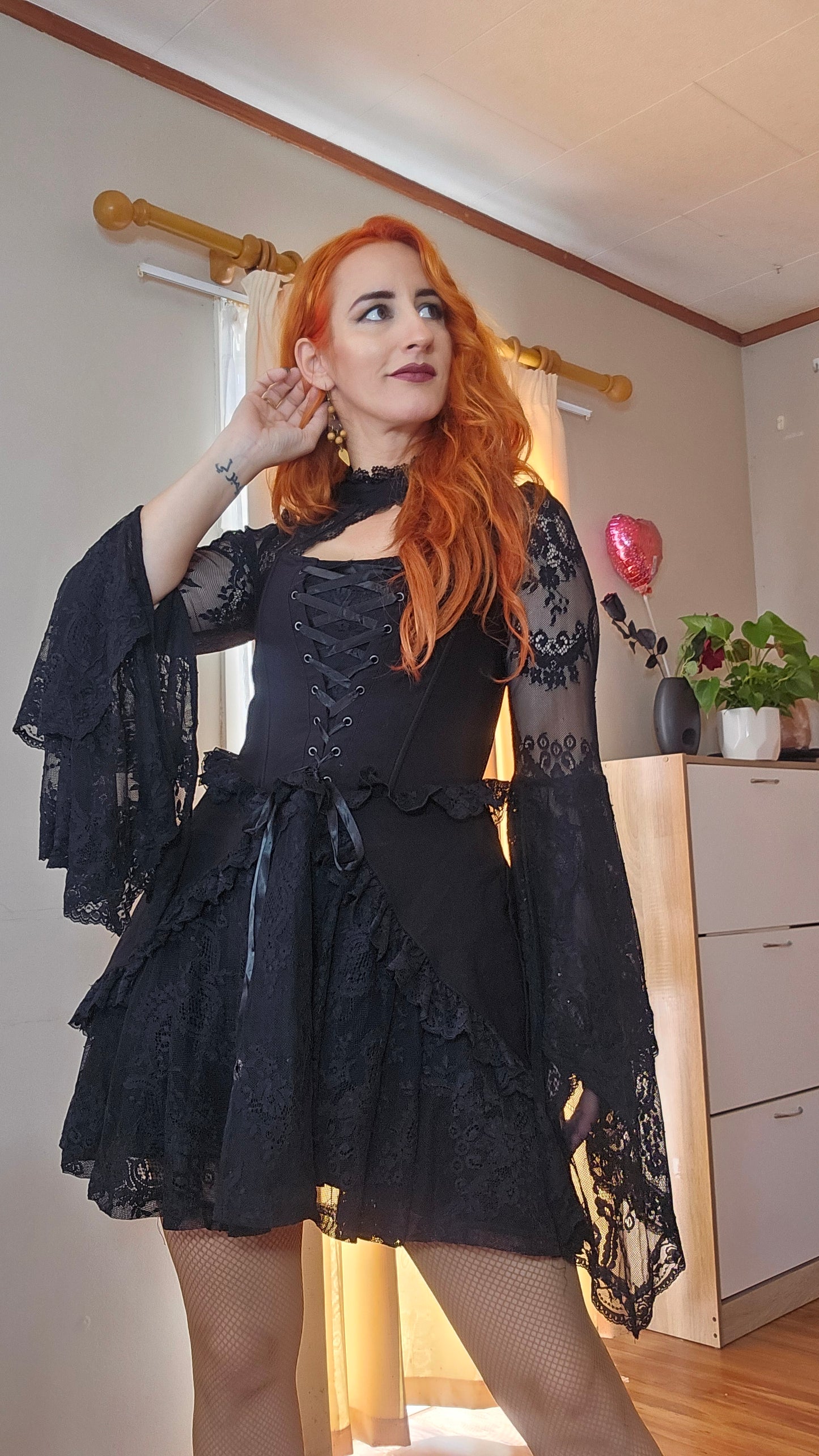 Romantic Gothic Lace Dress Size M