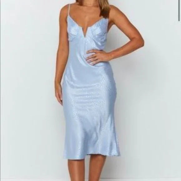 NWT Milky Way Midi Dress Blue Size Small.