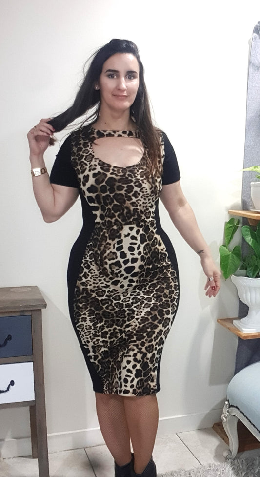 Pegged dress - animal print