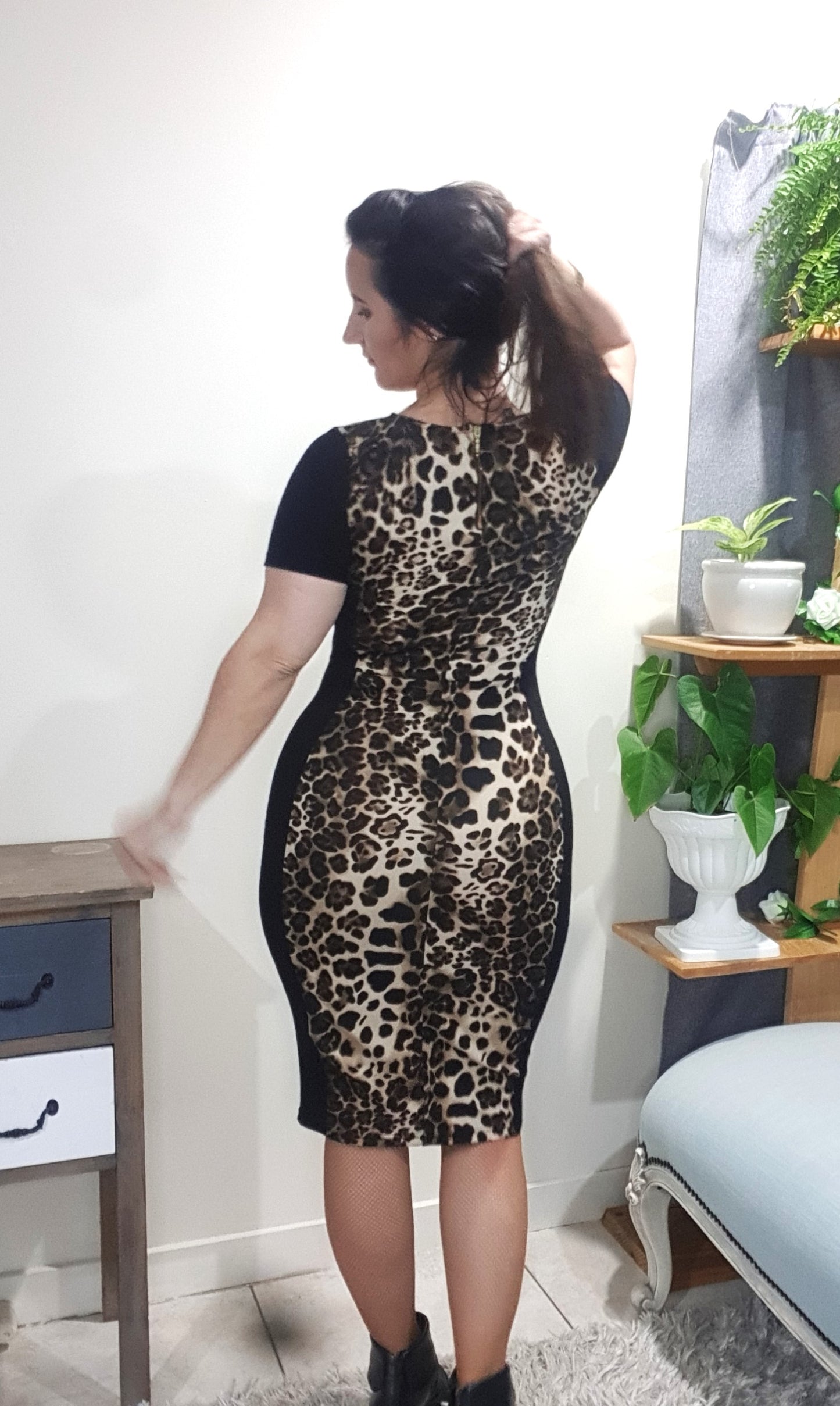 Pegged dress - animal print