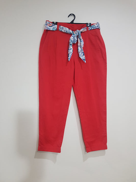 Capture Scarf Belt Chino Pant - Red Trousers