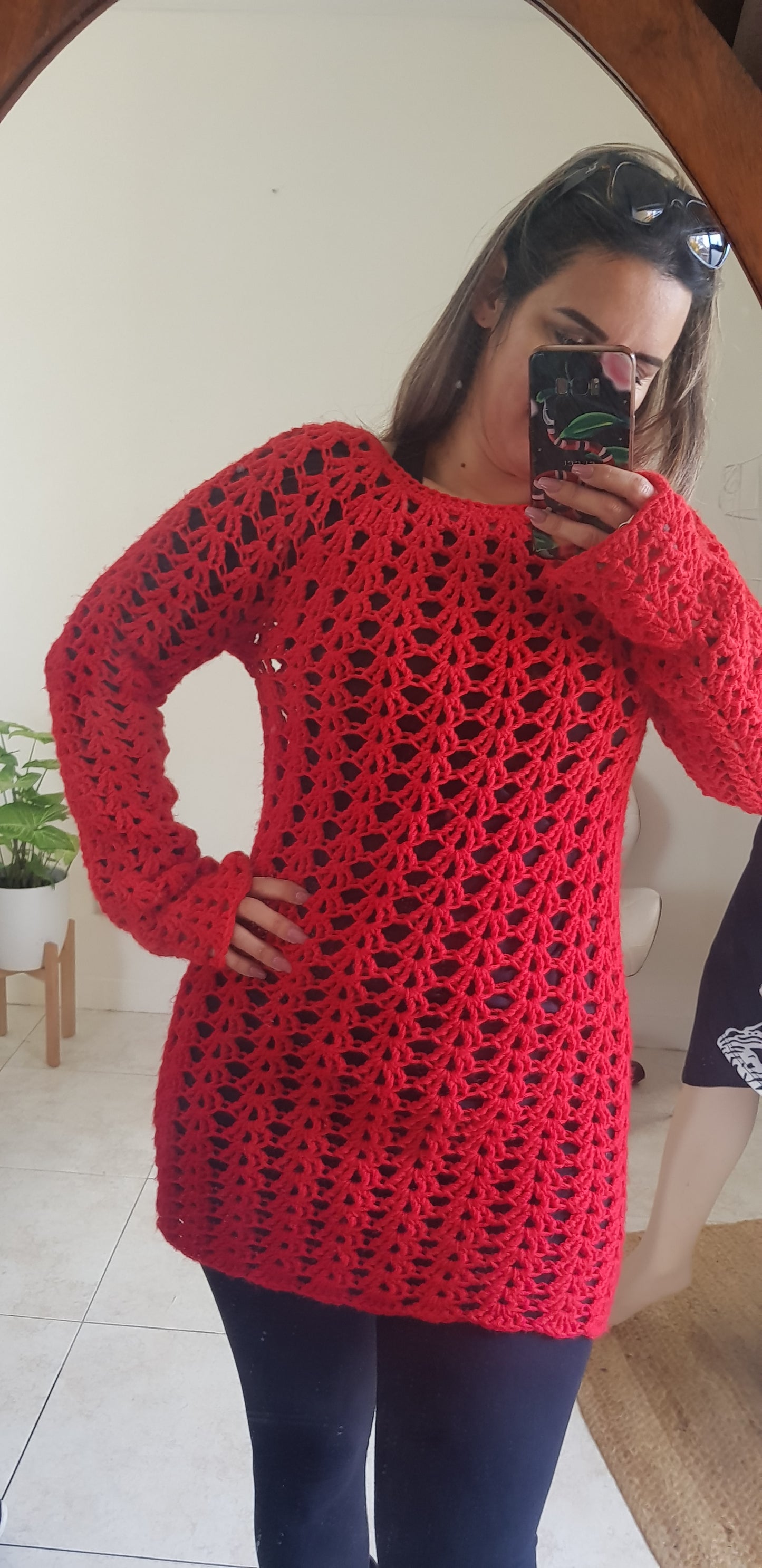 Red crochet top Sweater