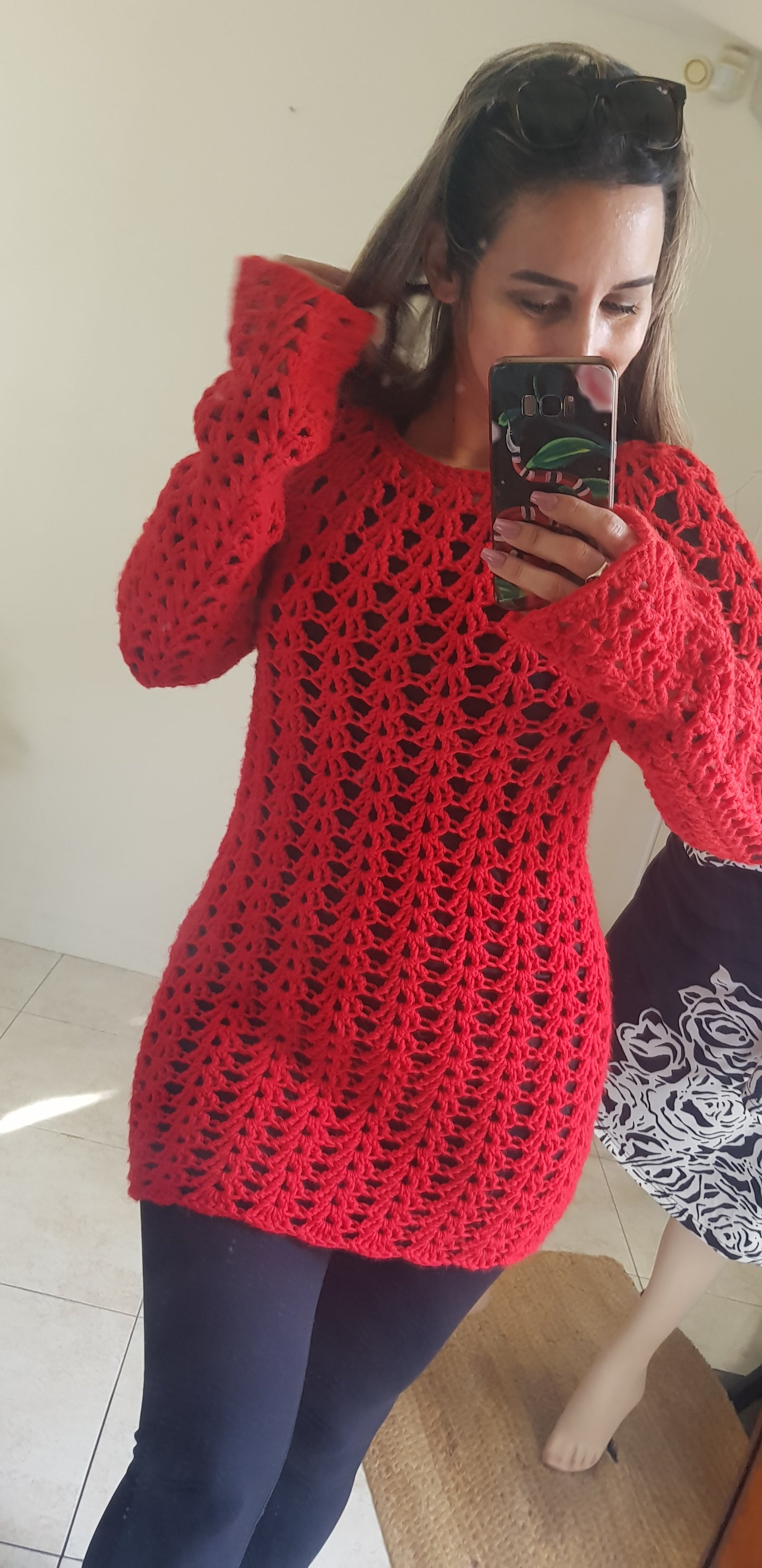 Red crochet top Sweater