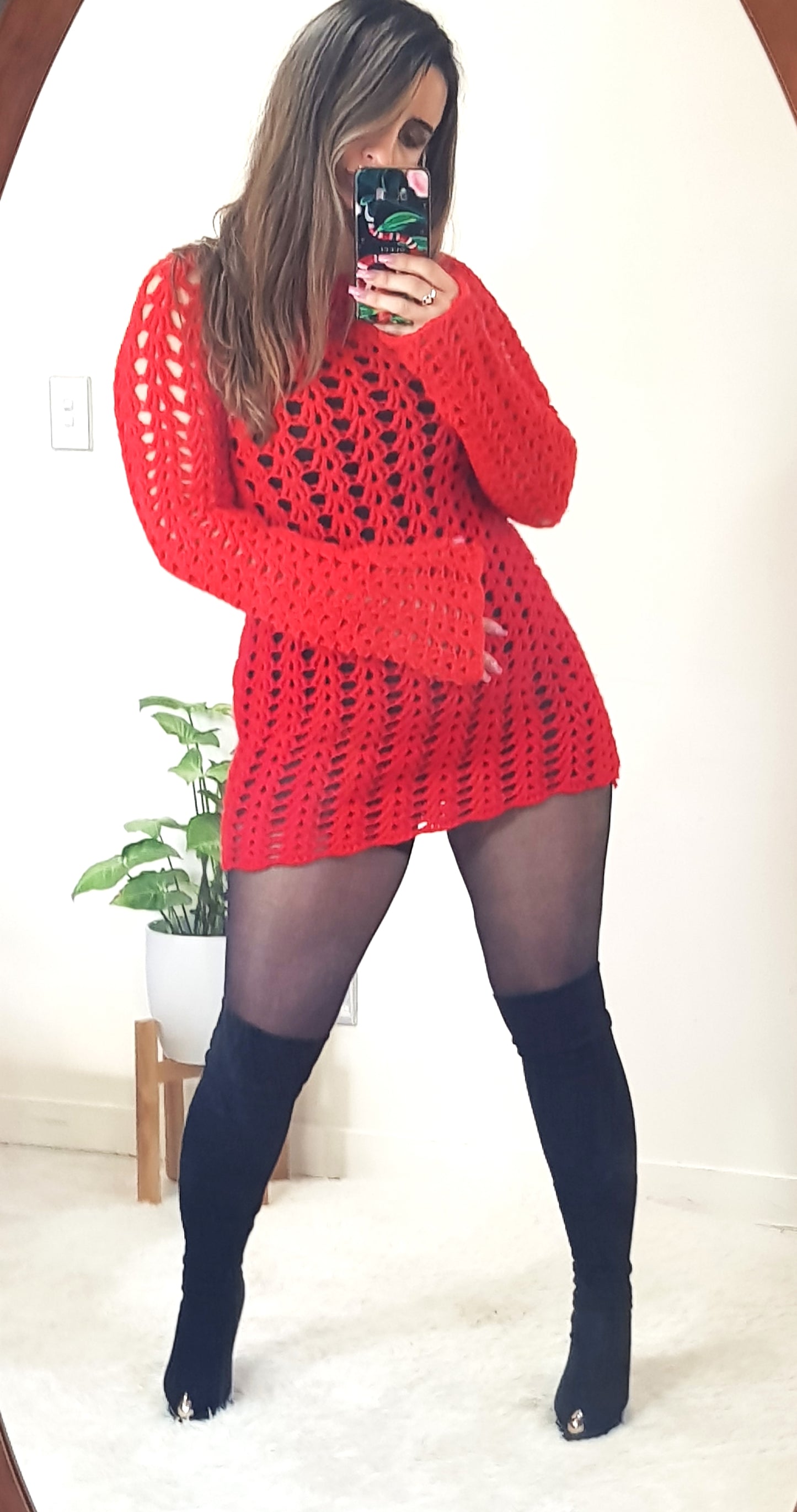 Red crochet top Sweater