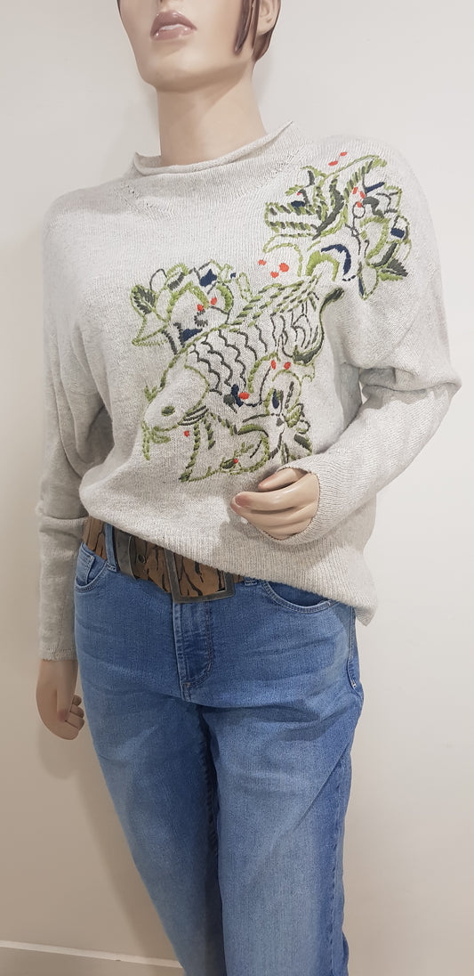 Unique Embroidered Sweater - Top.