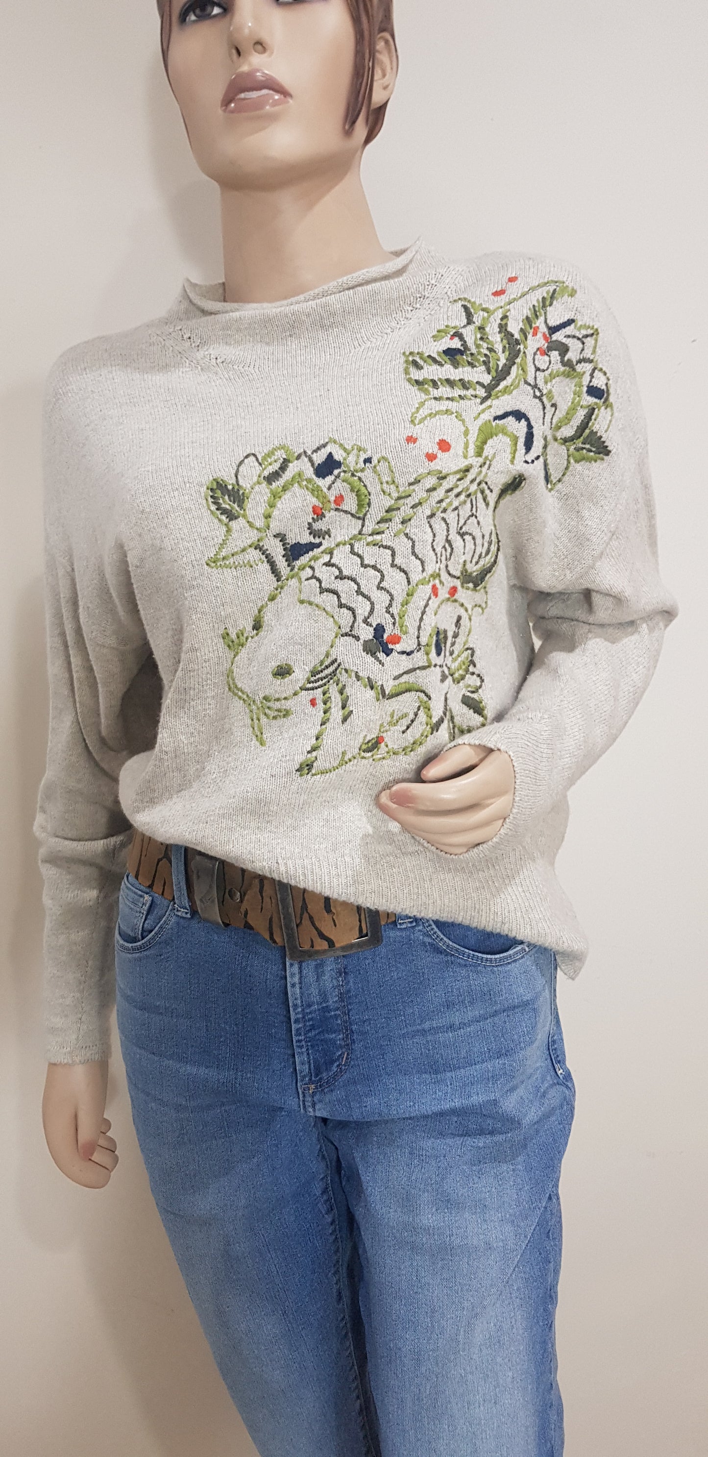 Unique Embroidered Sweater - Top.