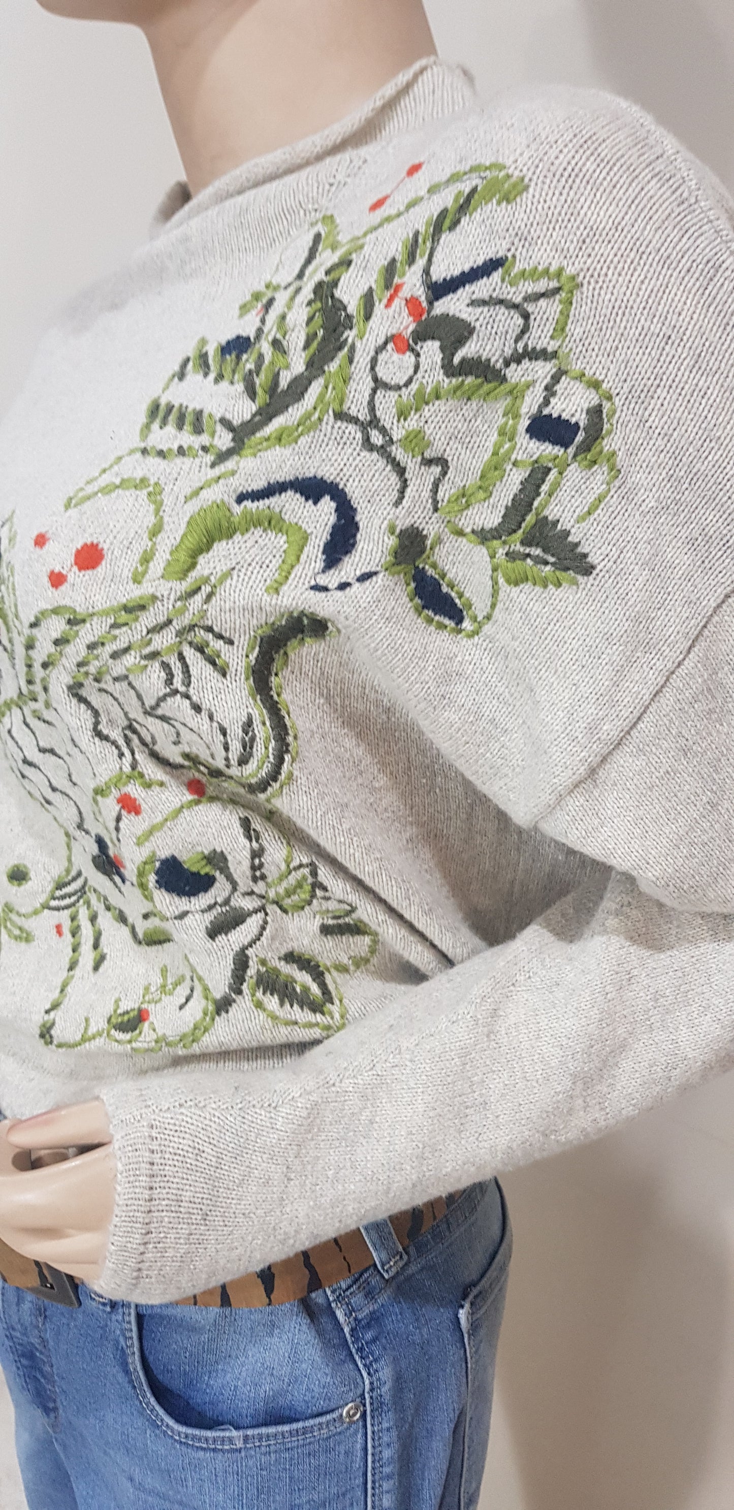 Unique Embroidered Sweater - Top.