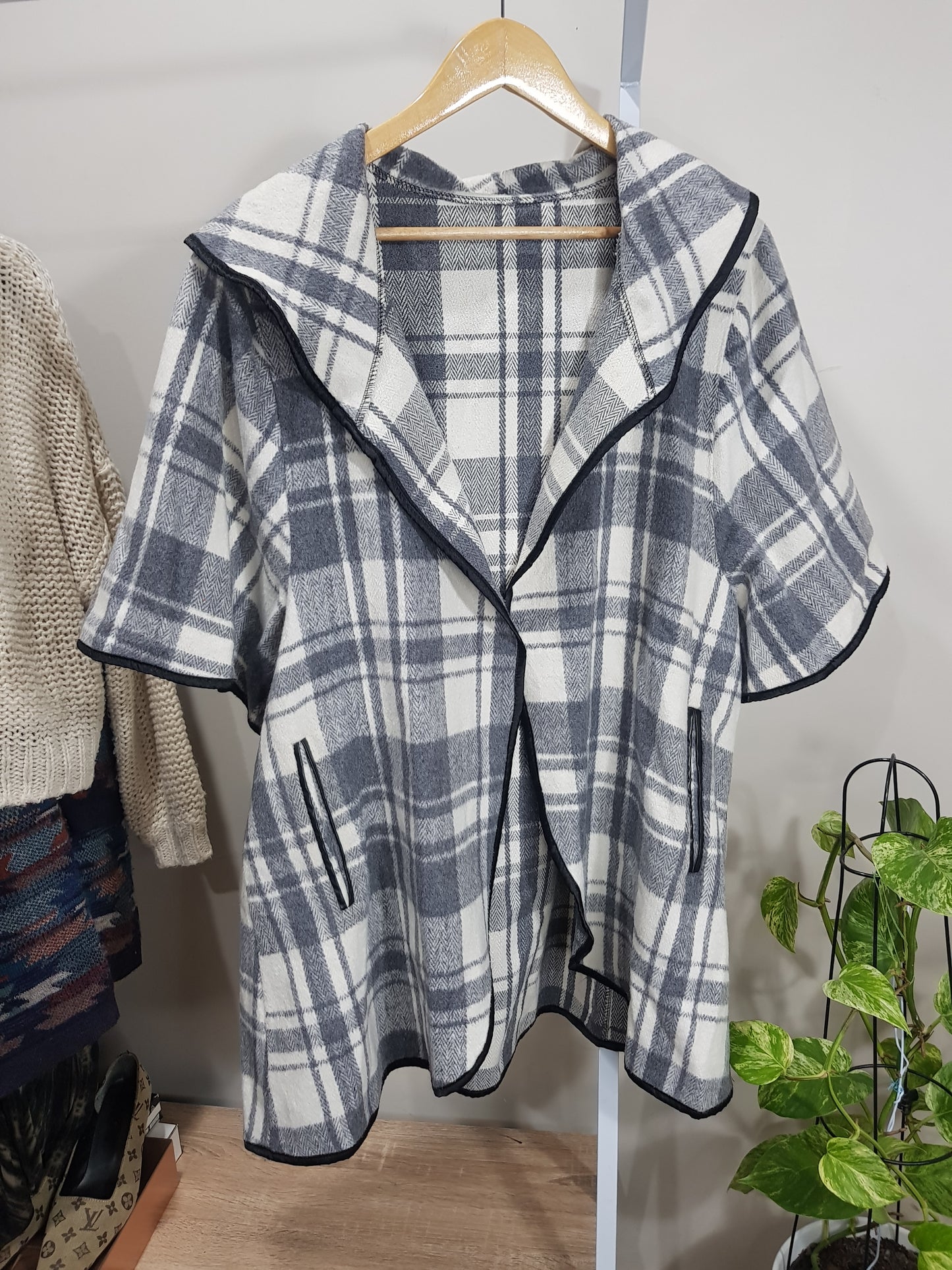 Lovely Plaid Coat - Poncho style