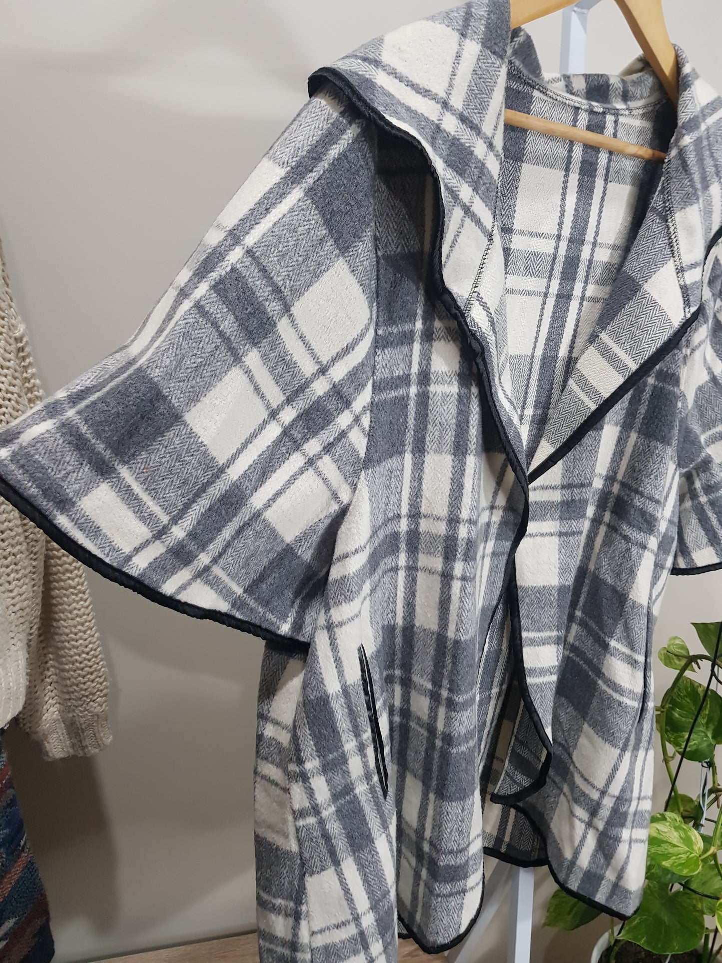 Lovely Plaid Coat - Poncho style