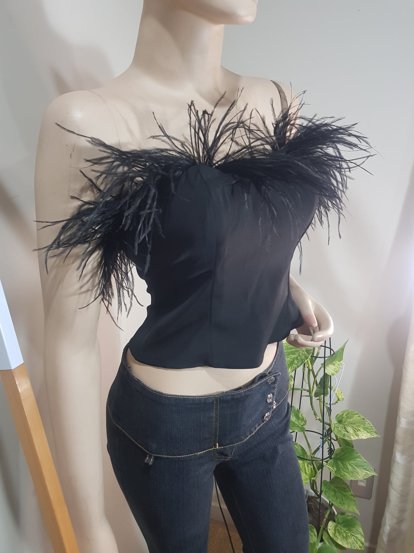 LPA Aida crop top - strapless feather top