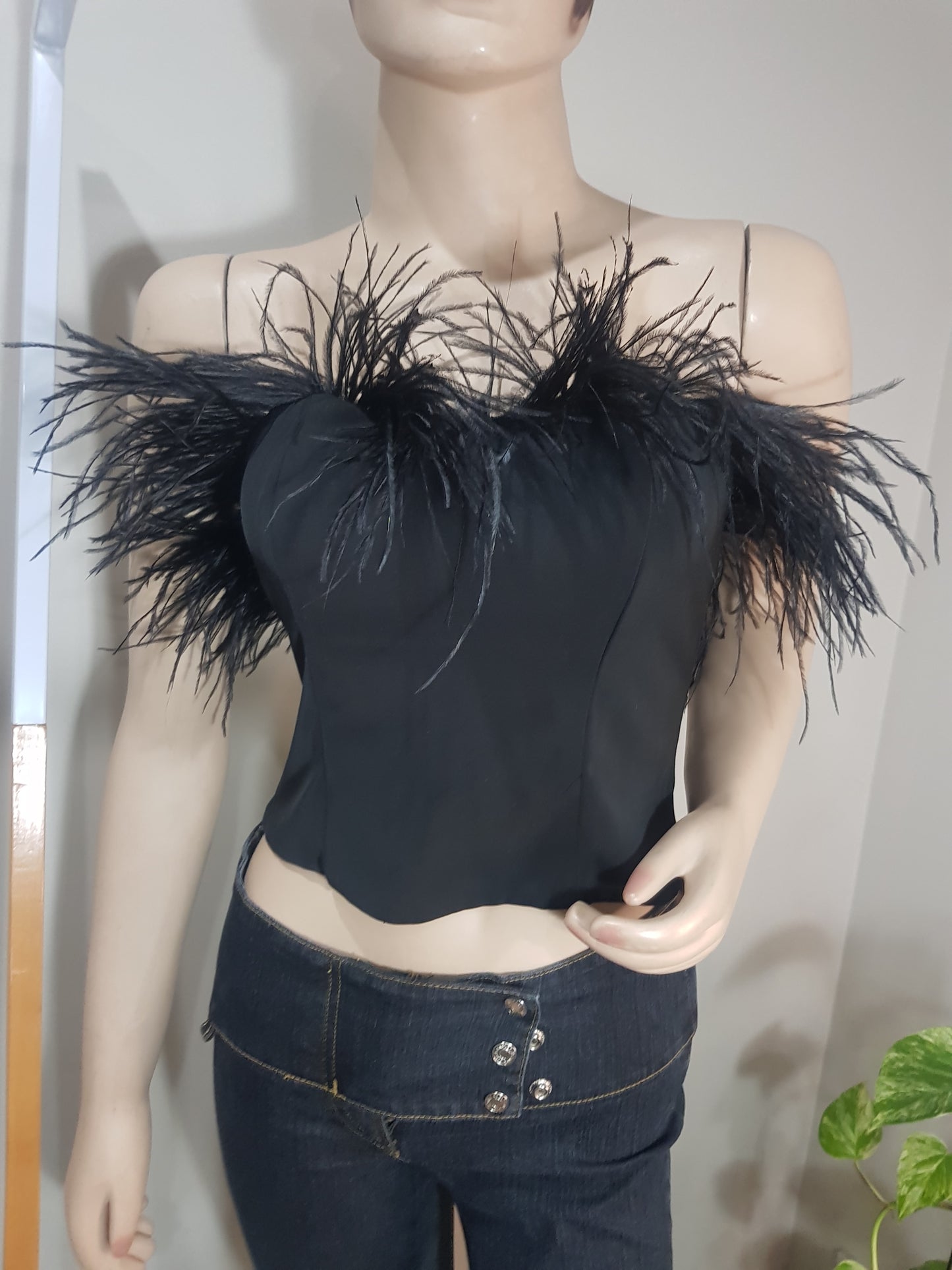 LPA Aida crop top - strapless feather top