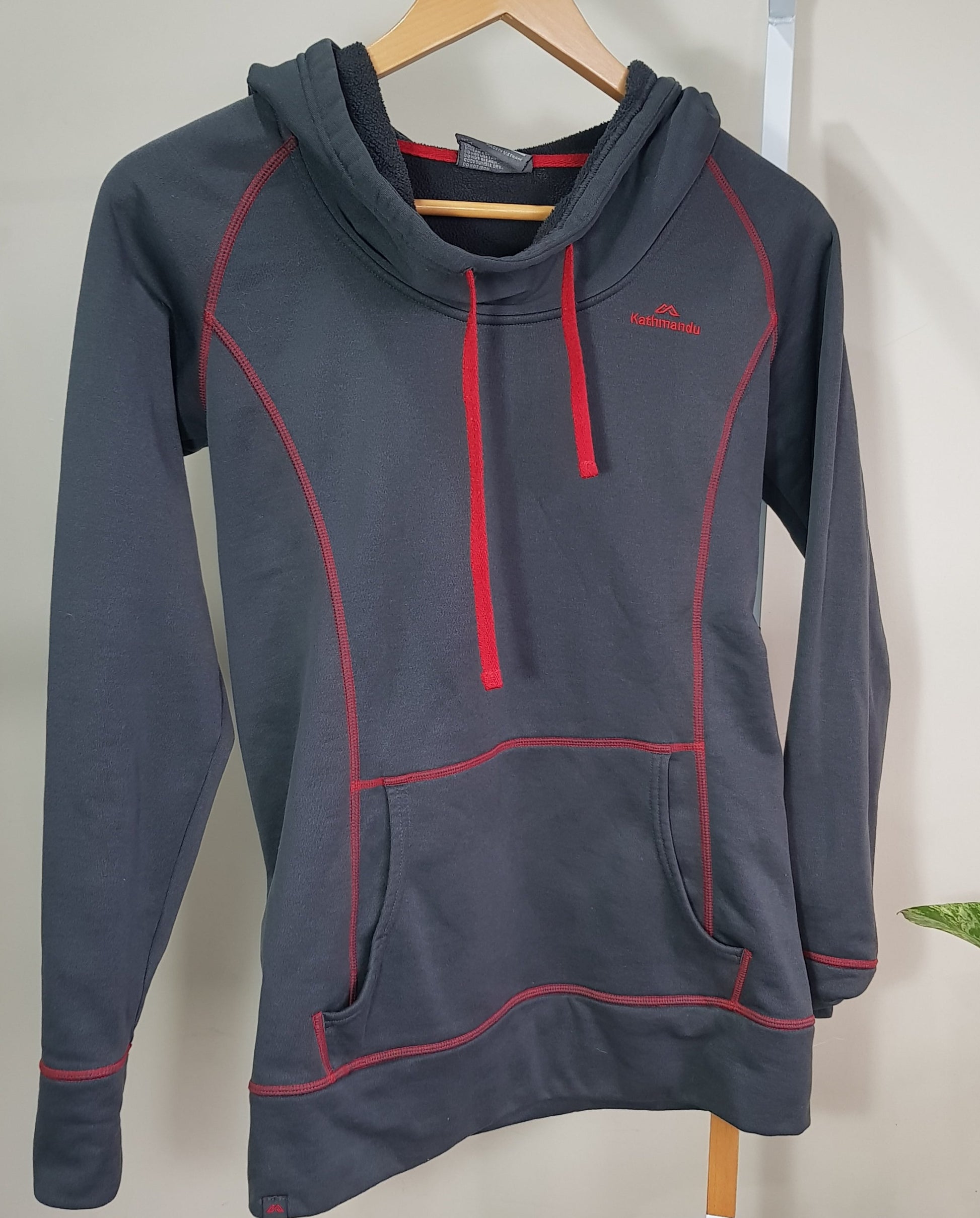 Kathmandu Grey & Red Hoodie Size 12 Front Pockets Made in Vietnam for sale in preloved condition