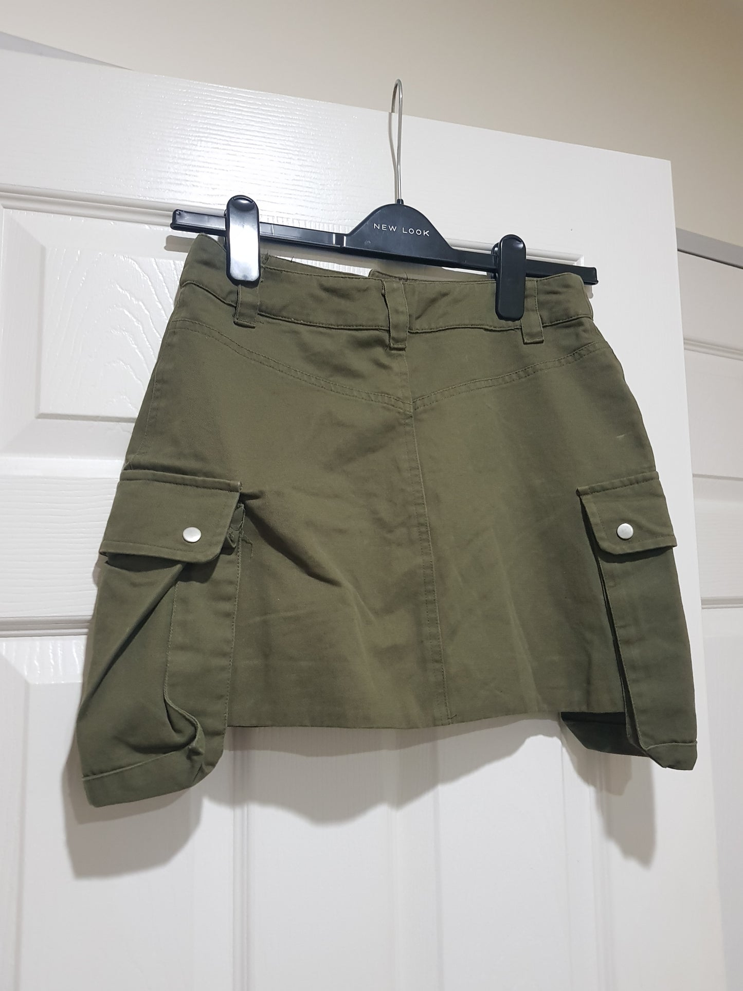 Cutest Cargo style Mini Skirt in olive green. Size Small