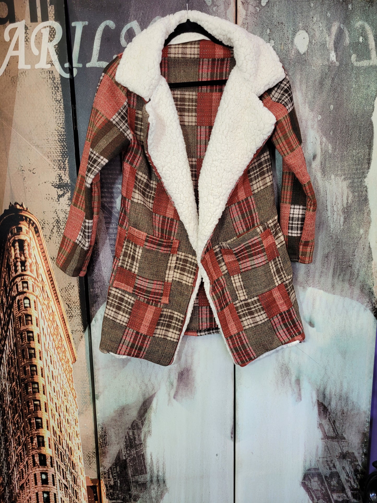 Plaid Fur trim Coat - Preloved Coat