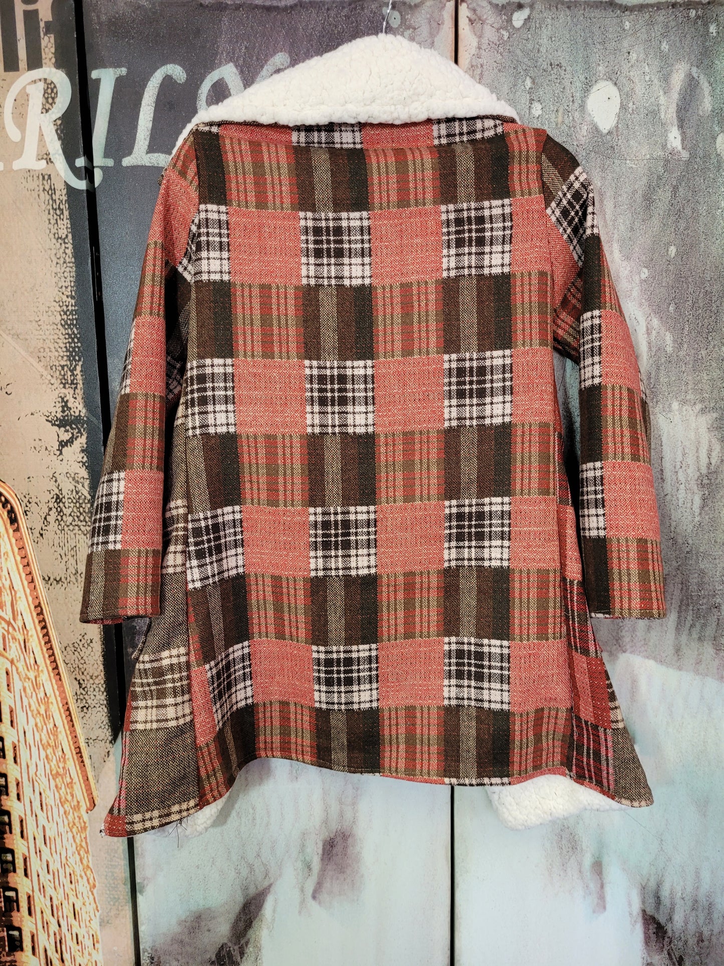 Plaid Fur trim Coat - Preloved Coat