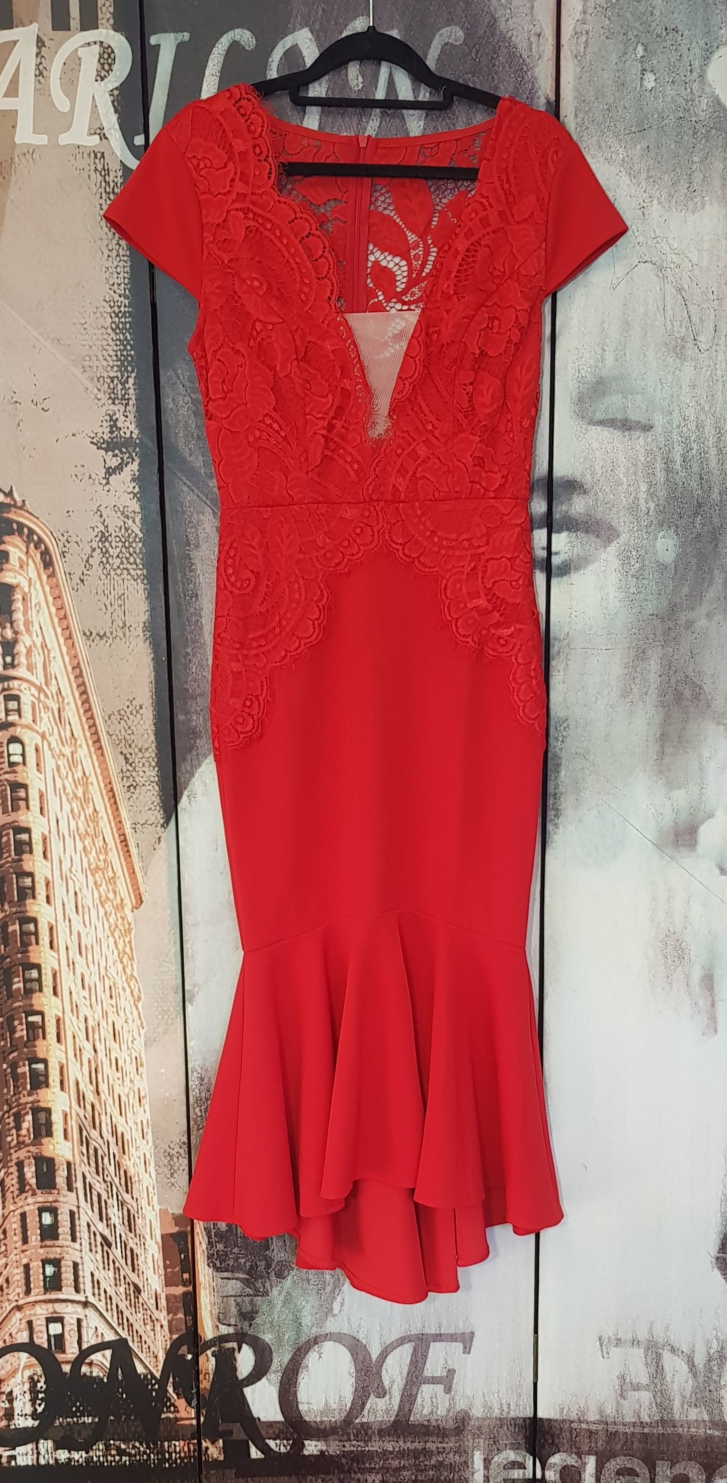 Stunning Red Mermaid Dress by Here Comes The Sun Brand - Size 6 (Fits 8-10-12)