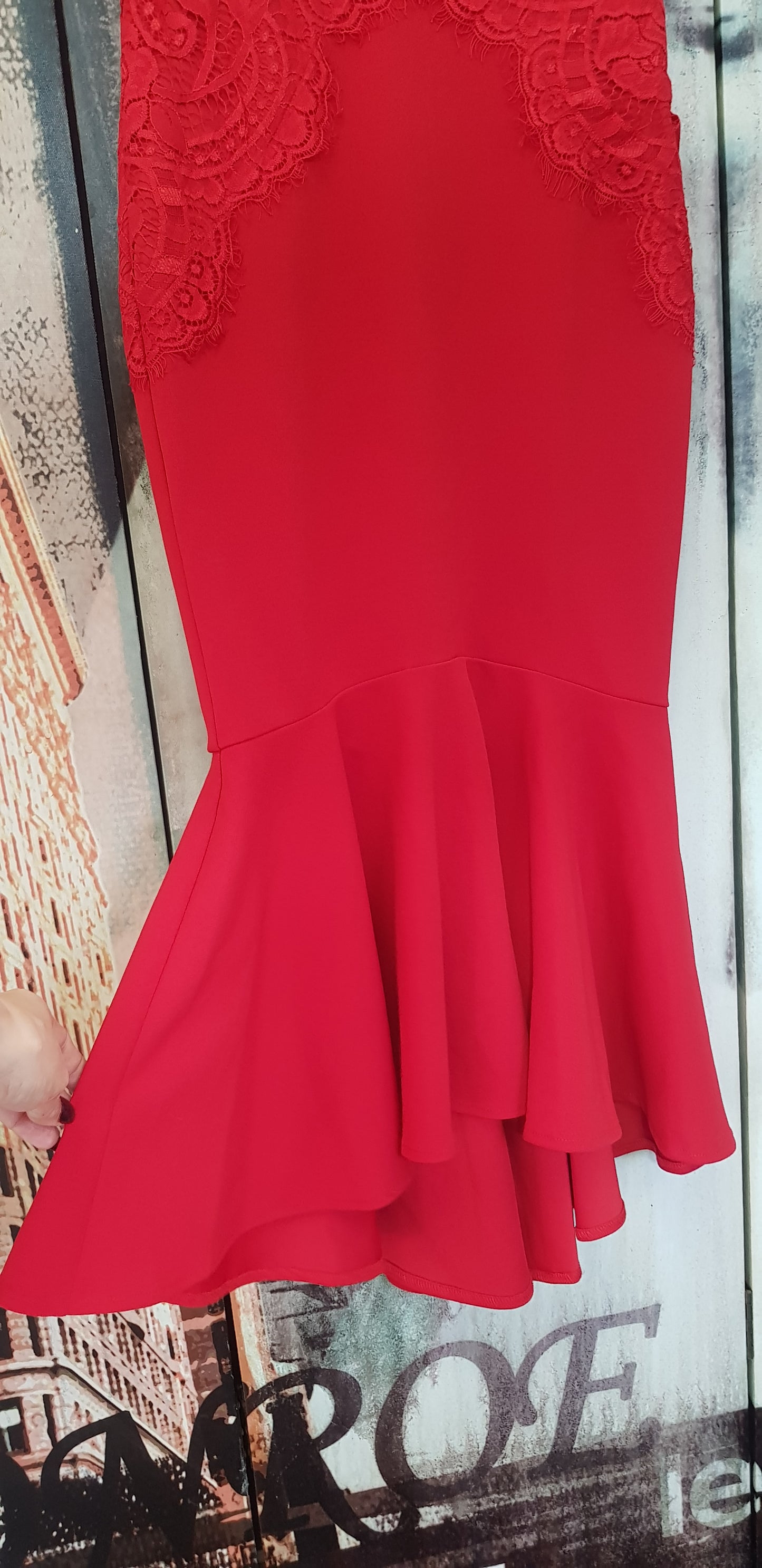 Stunning Red Mermaid Dress by Here Comes The Sun Brand - Size 6 (Fits 8-10-12)