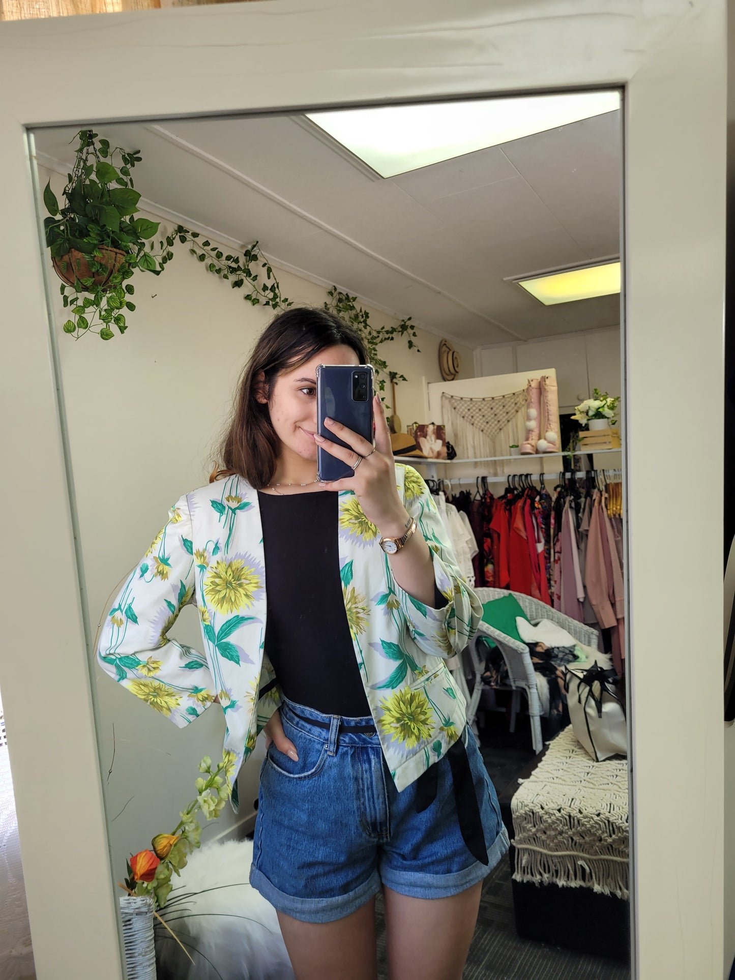 Floral Glasson jacket beige, green and yellow Size 10