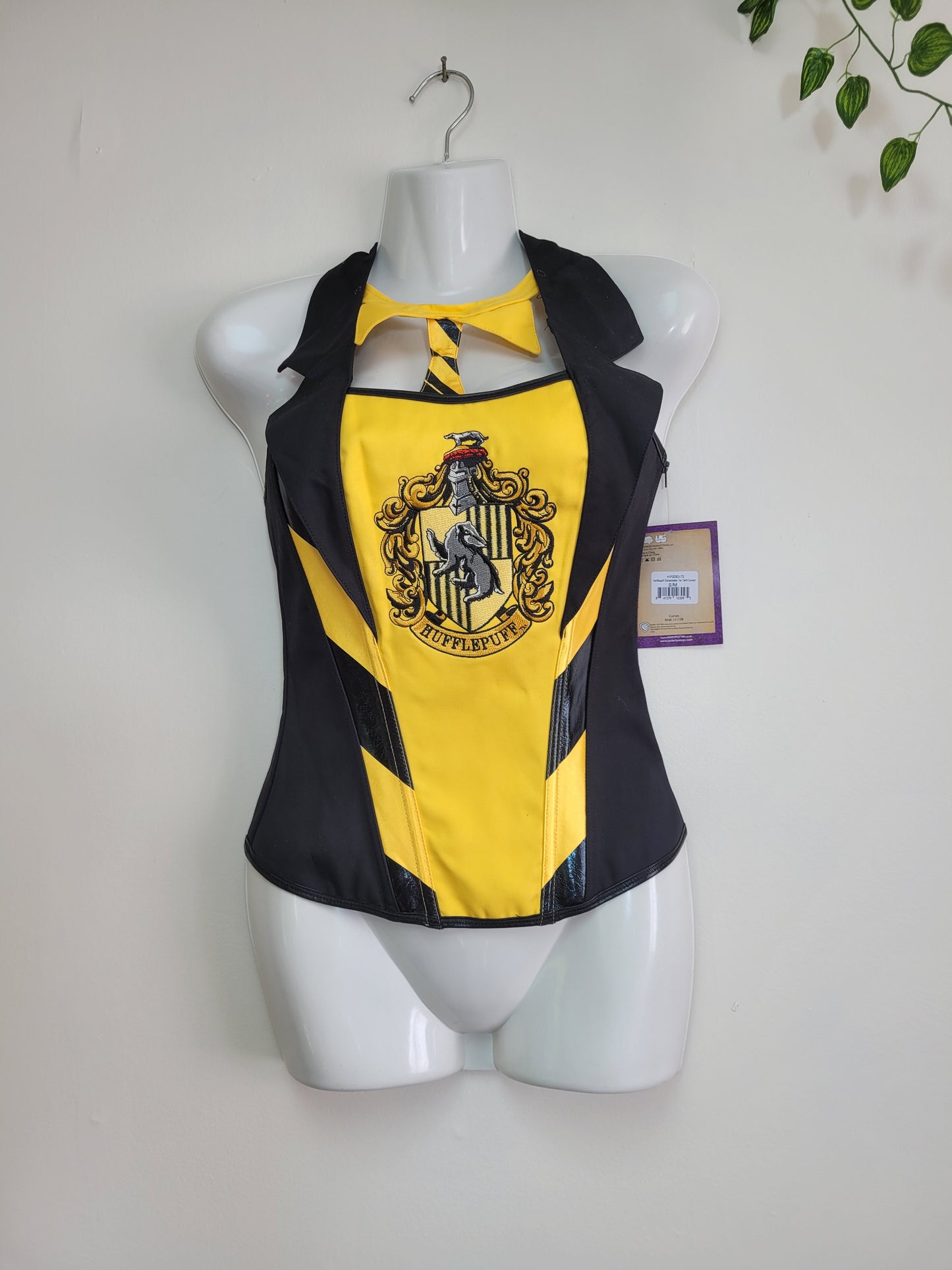 Hufflepuff Detachable Tie Twill Harry Potter Corset - Size S-M, New with Tags