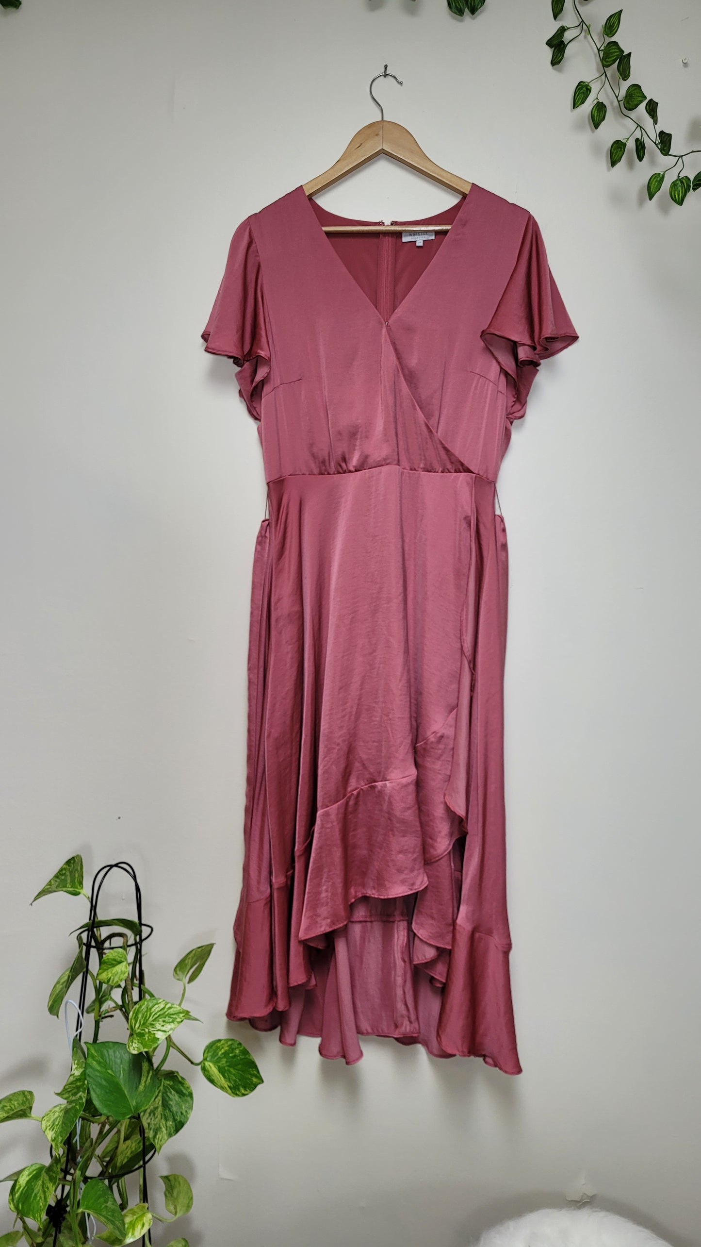 Whistle Rose Ruffle Wrap Dress - Evening Dress Dusty pink color - Whistle pink dress