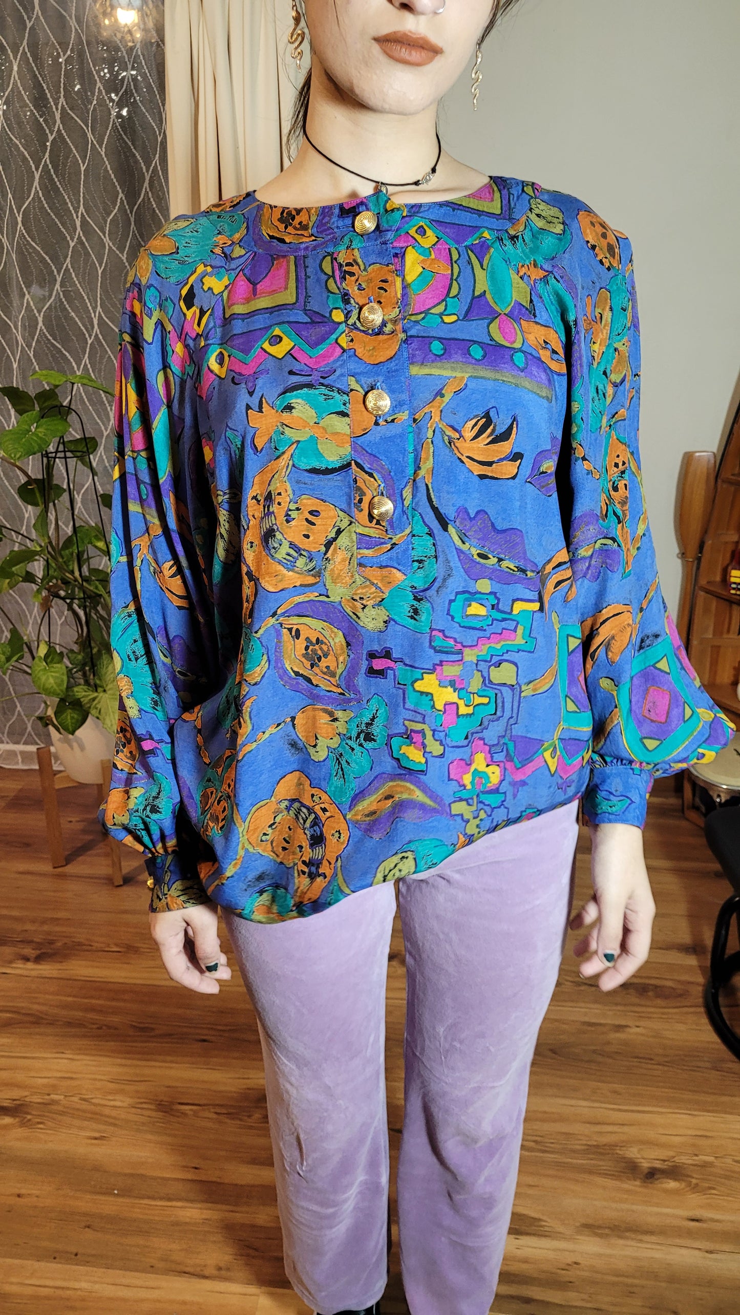 Timeless Glamour: Bernard Perris Vintage Multicolored Blouse - Size 40