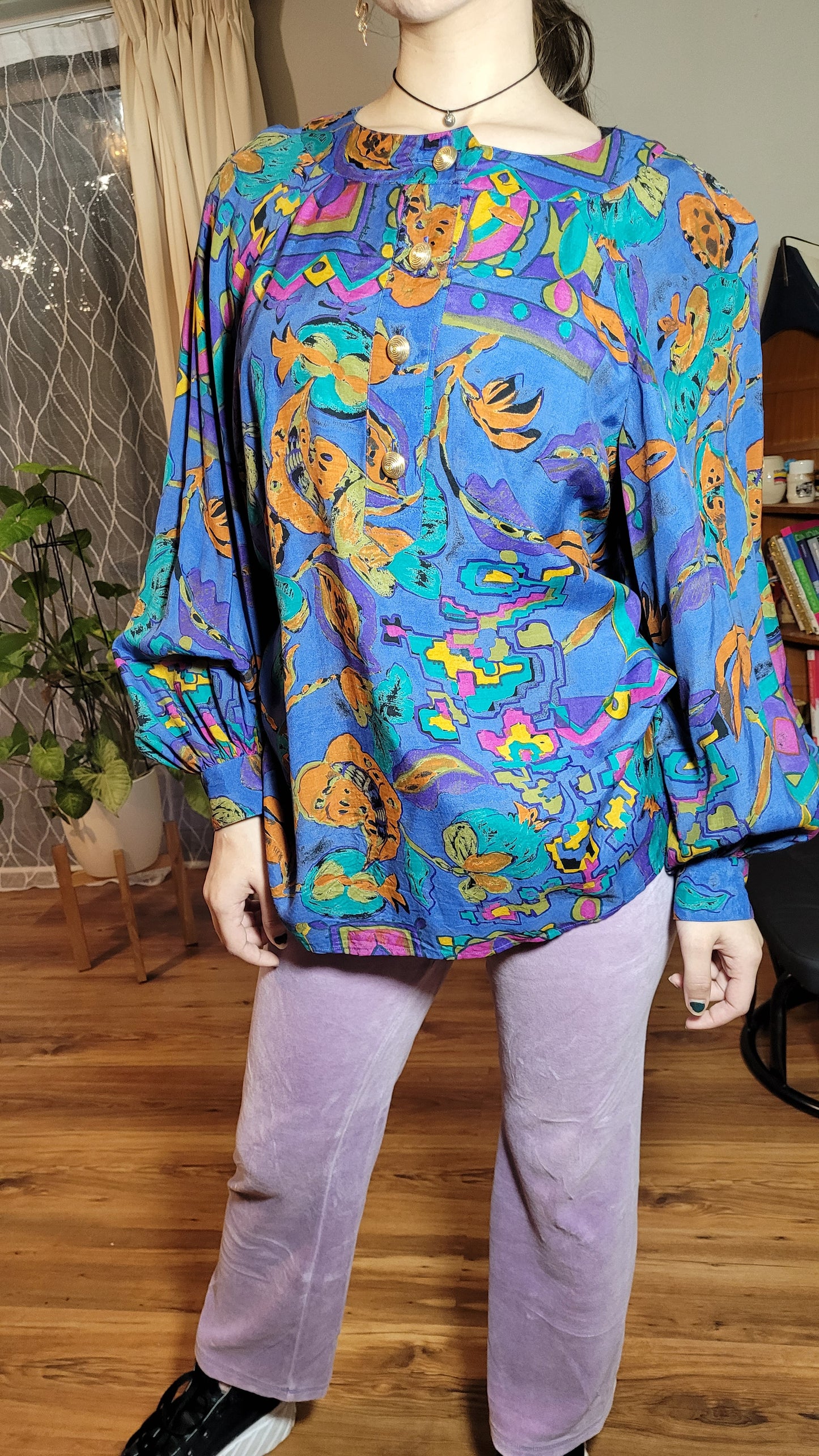 Timeless Glamour: Bernard Perris Vintage Multicolored Blouse - Size 40