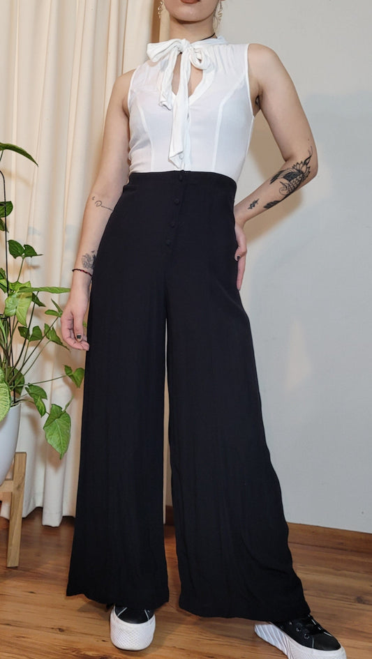 used Black and white Wide leg jumpsuit