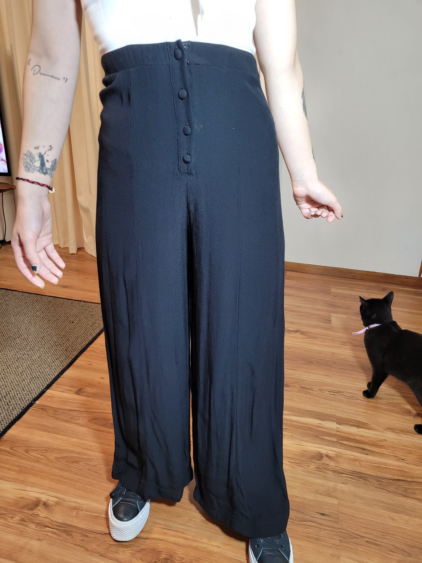 Preloved jumpsuit - Black and white Wide leg jumpsuit