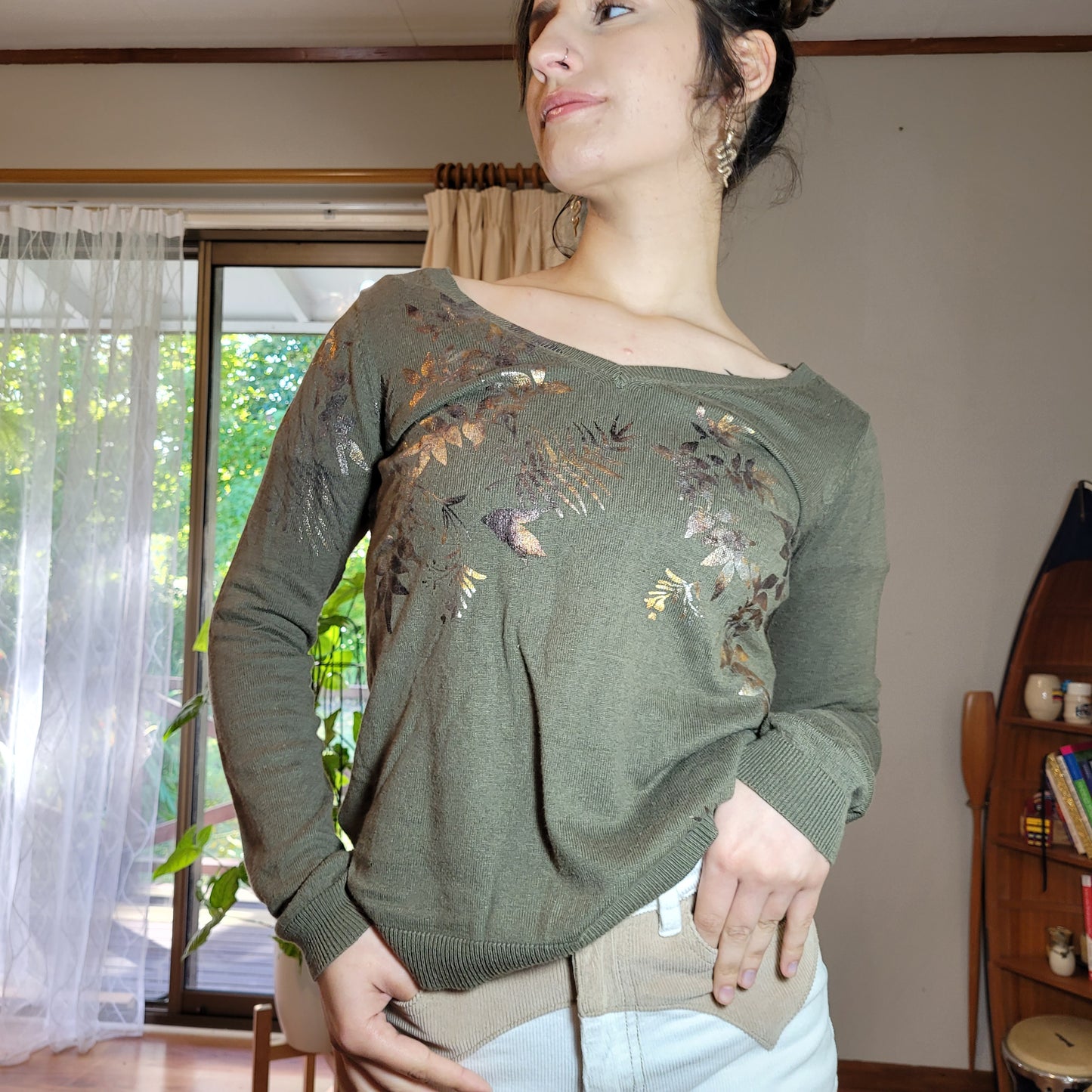 Adorable Green Long Sleeves Top - Sweater - Crewneck - Green used top