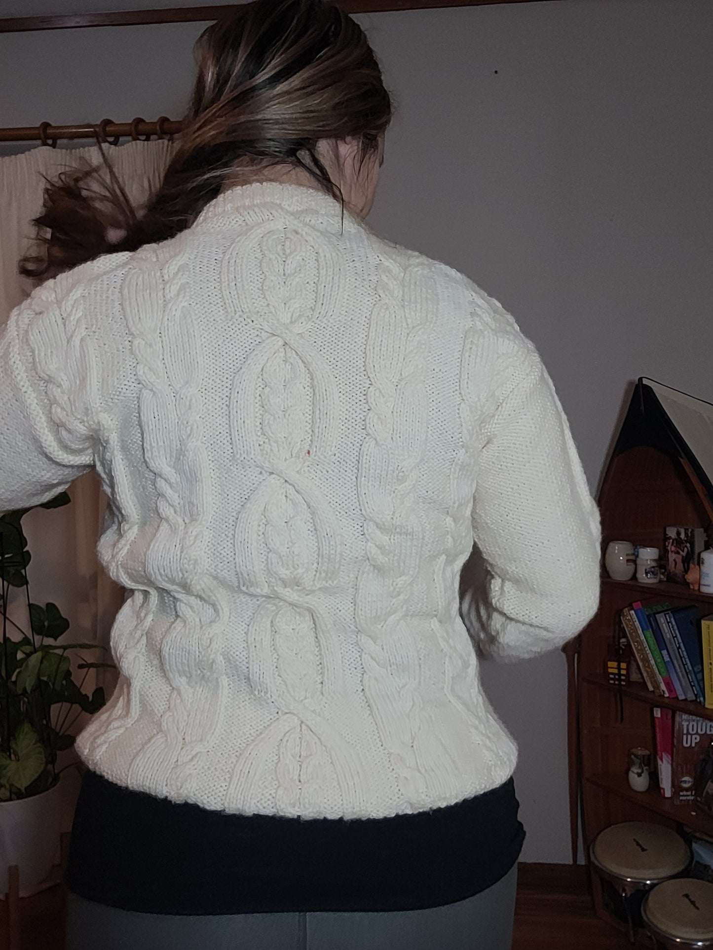 Stunning Cable Knit Sweater in pearl color. Preloved top