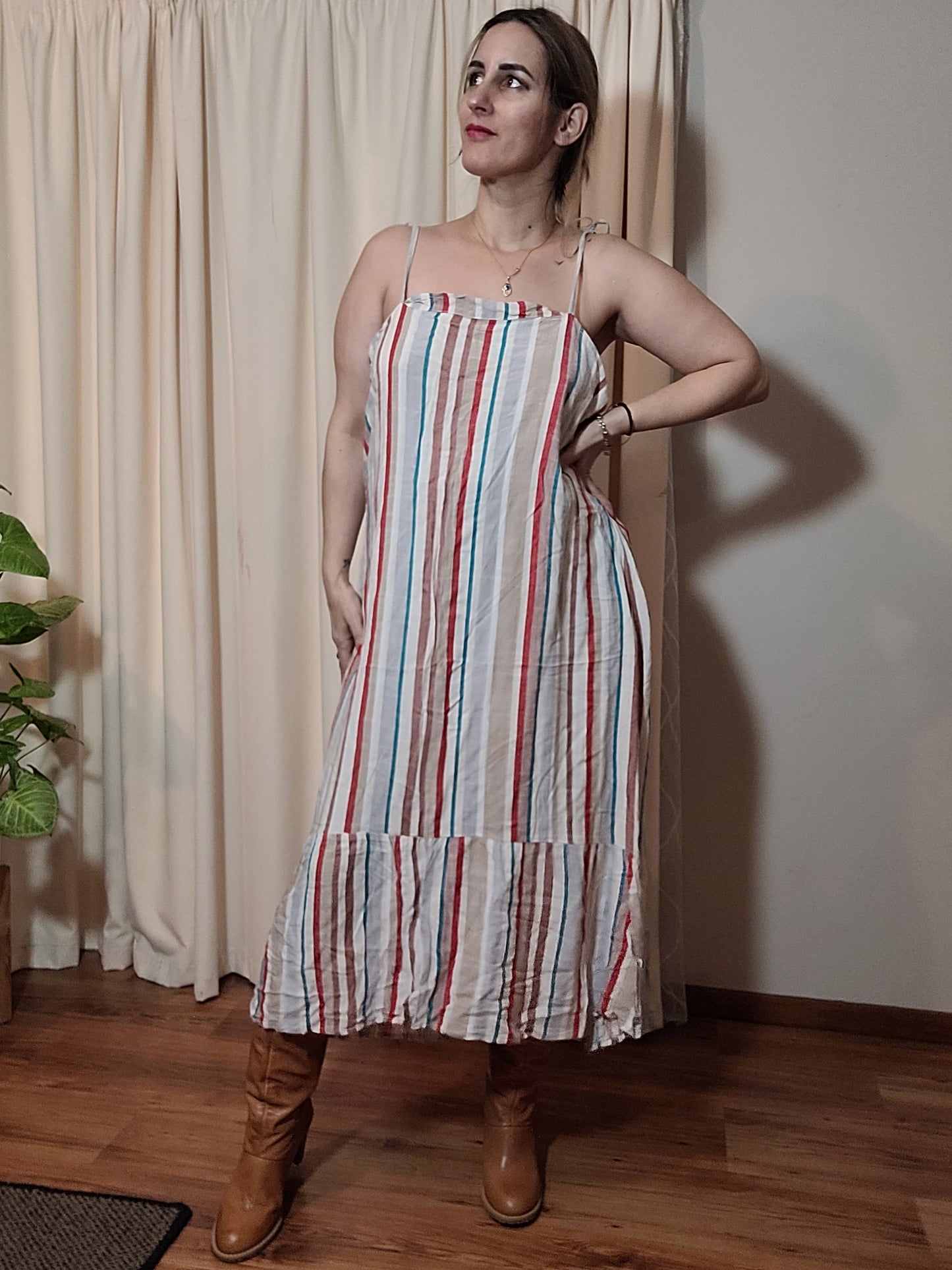 Striped Midi Dress - second hand dress.