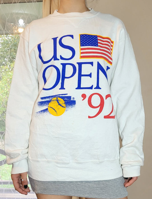 Vintage Classic: 1992 U.S. Open Tennis Crewneck vintage top white color