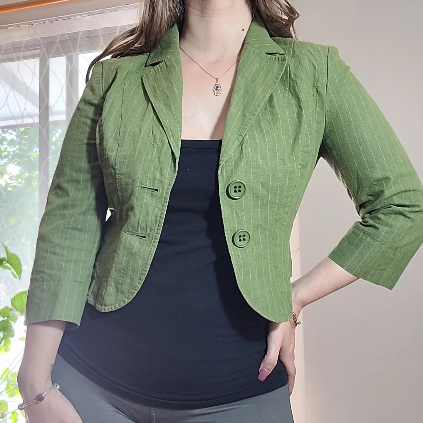 Vintage cue short jacket - Green second hand jacket Sz 8