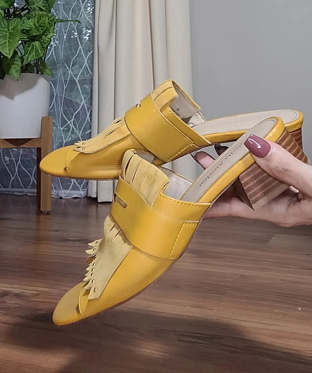 Mustard mule clearance heels